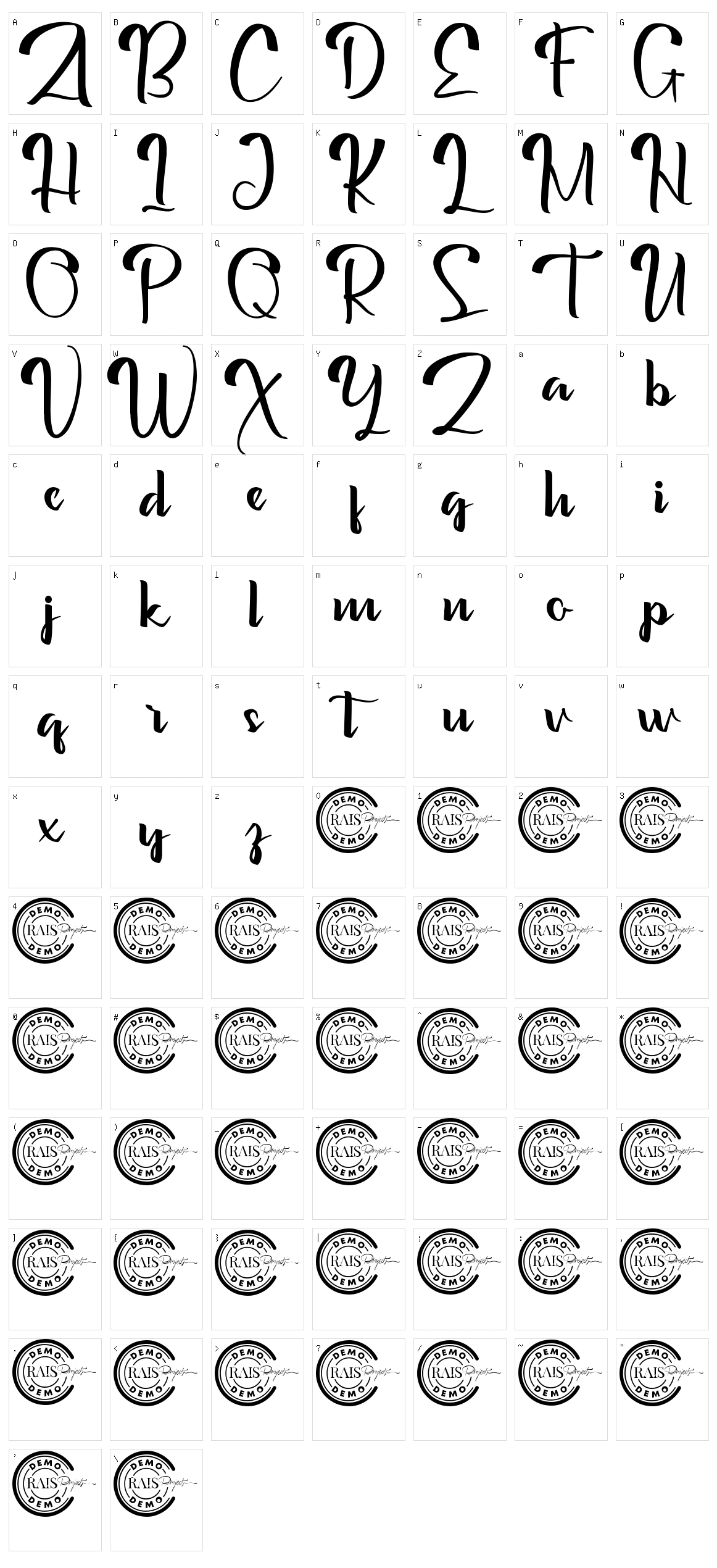 Zalina Character Set