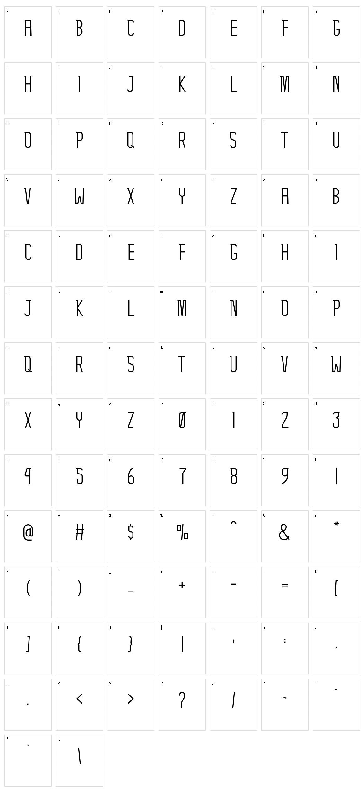Aeros Character Set