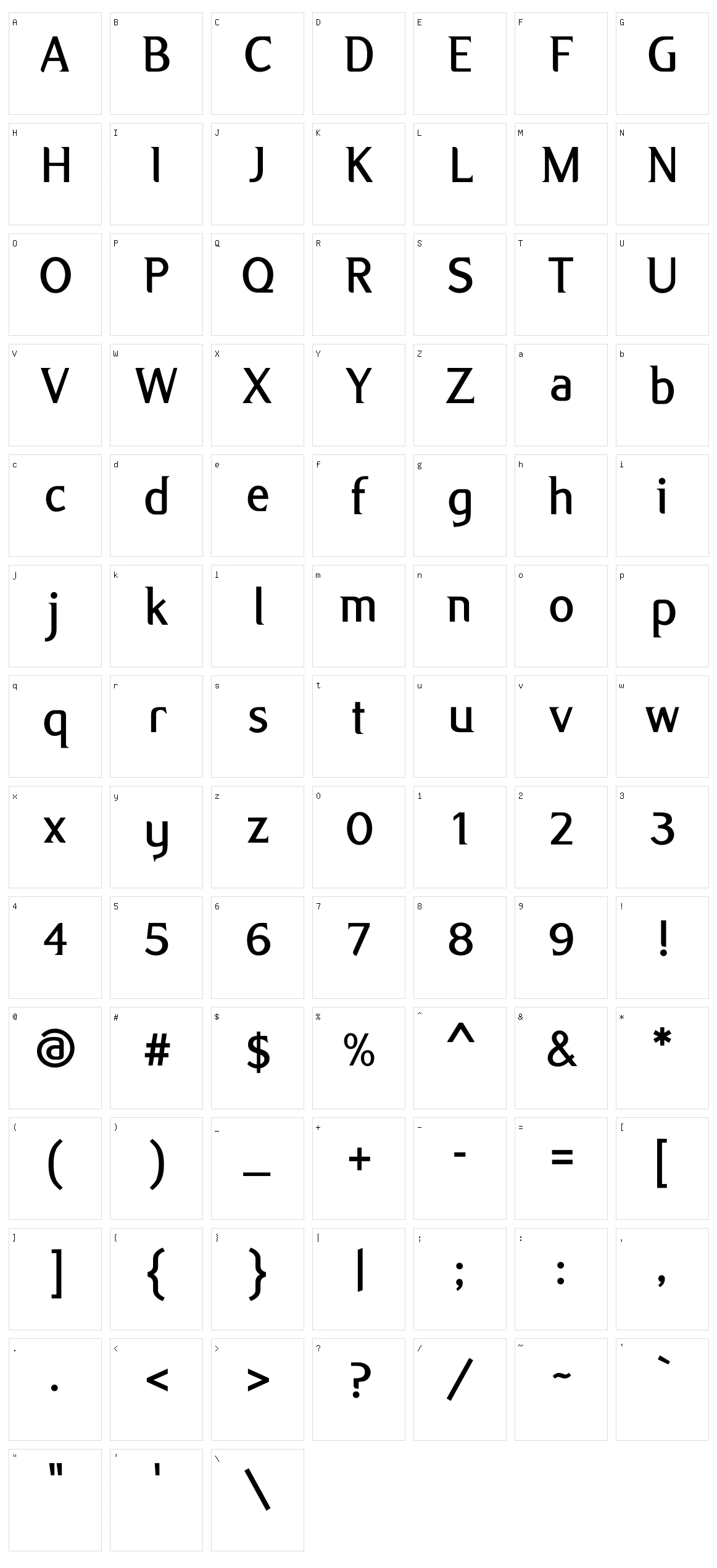 Alex Character Set