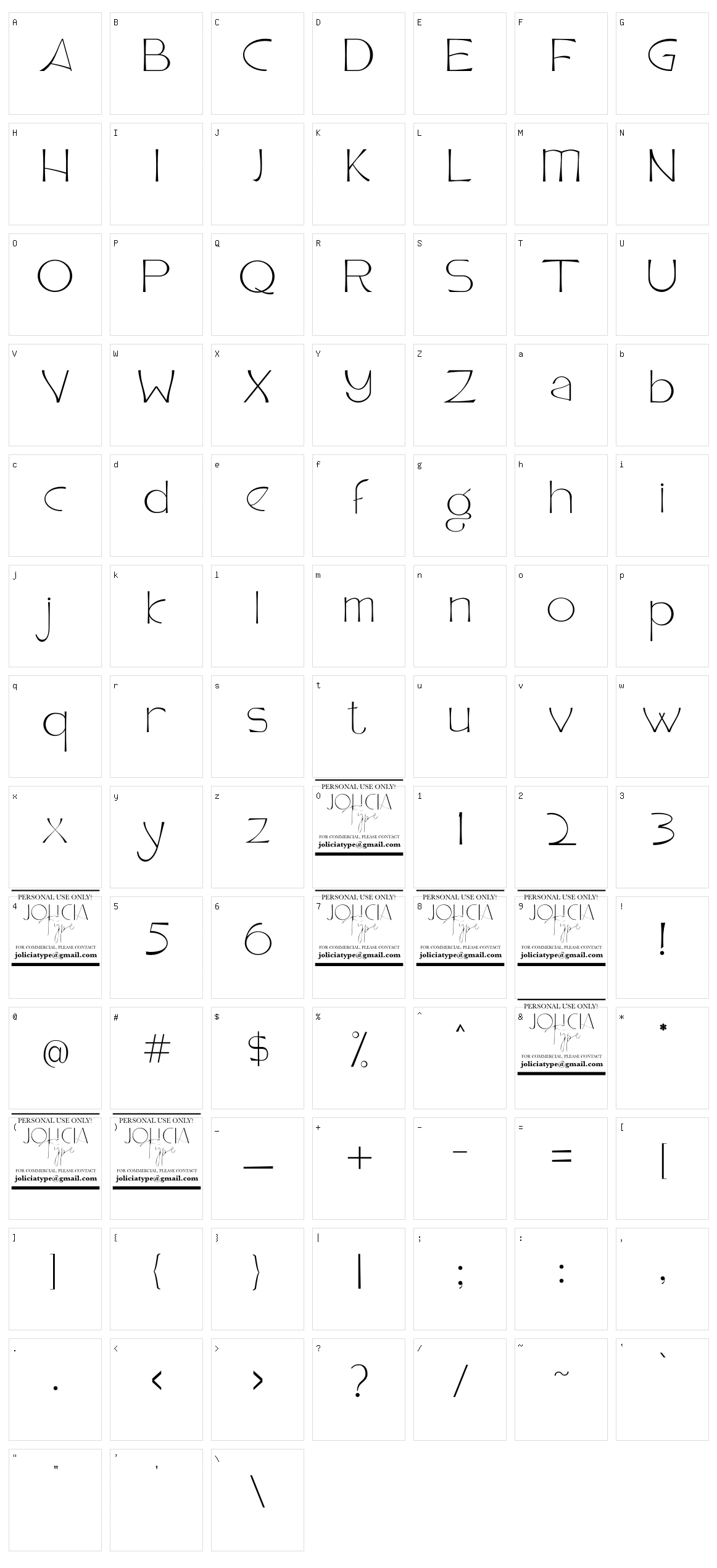 Algeron Character Set