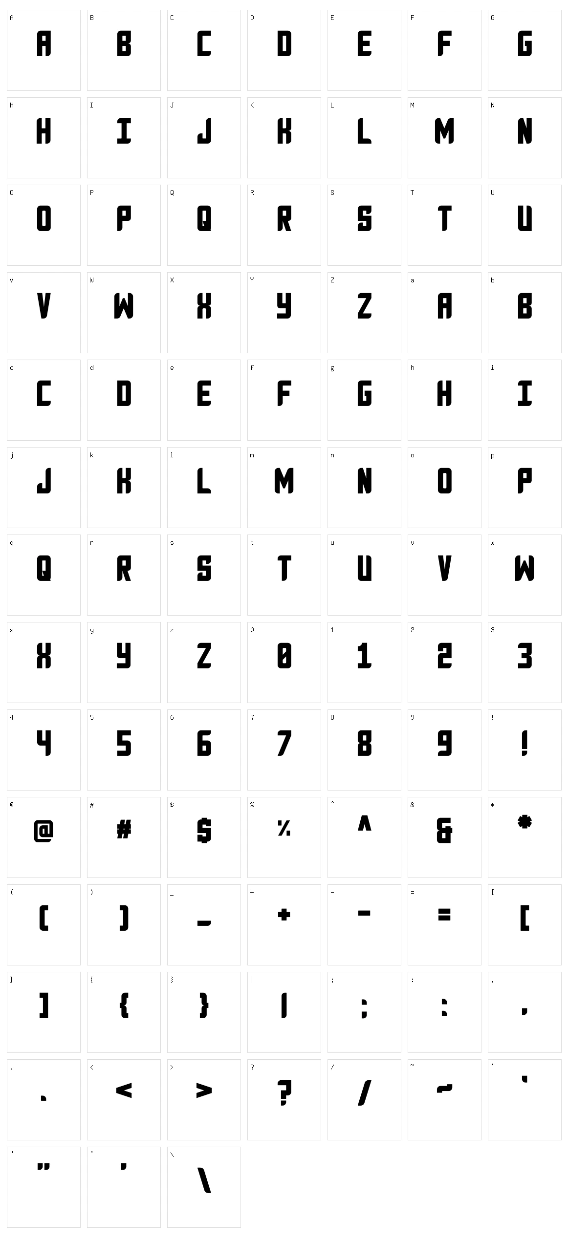 Anvyl Character Set