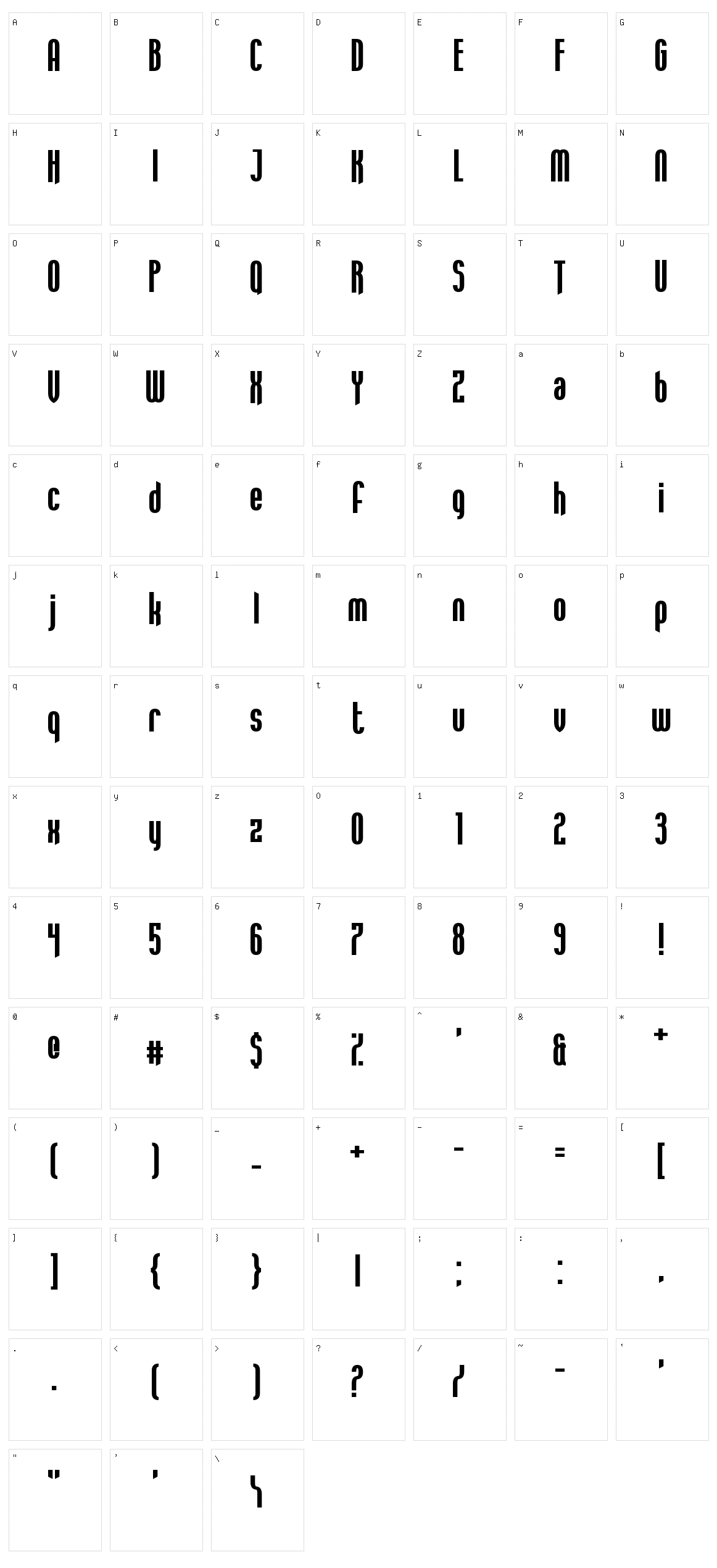 Aquamarina Character Set