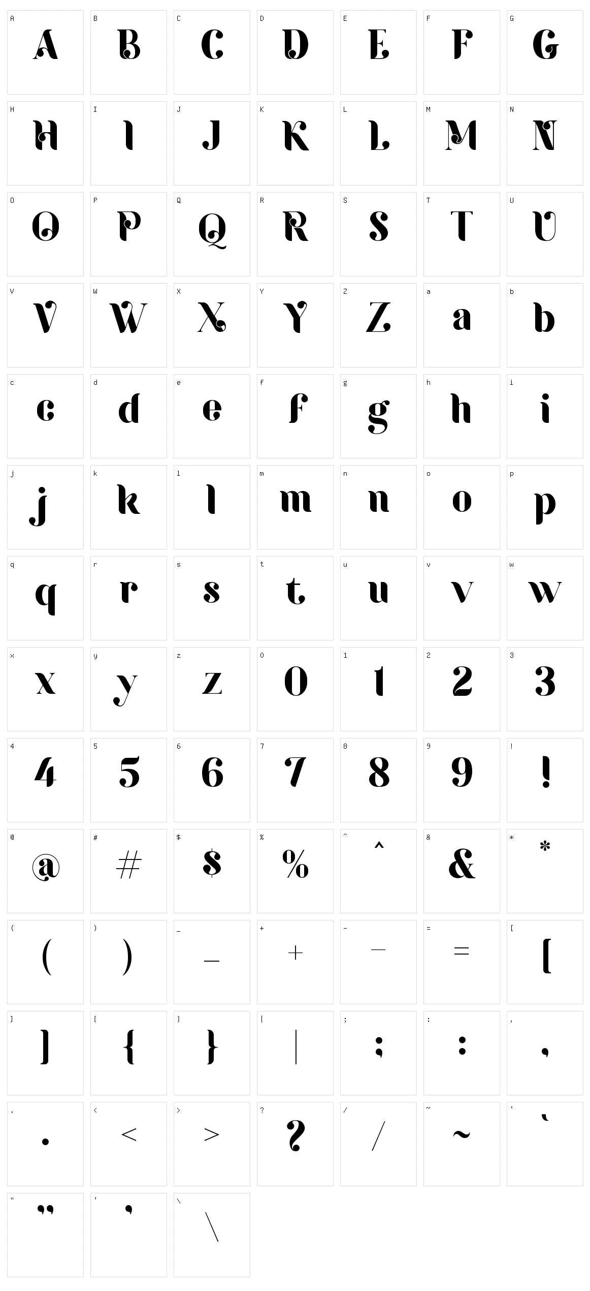 Arka Typeface Character Set