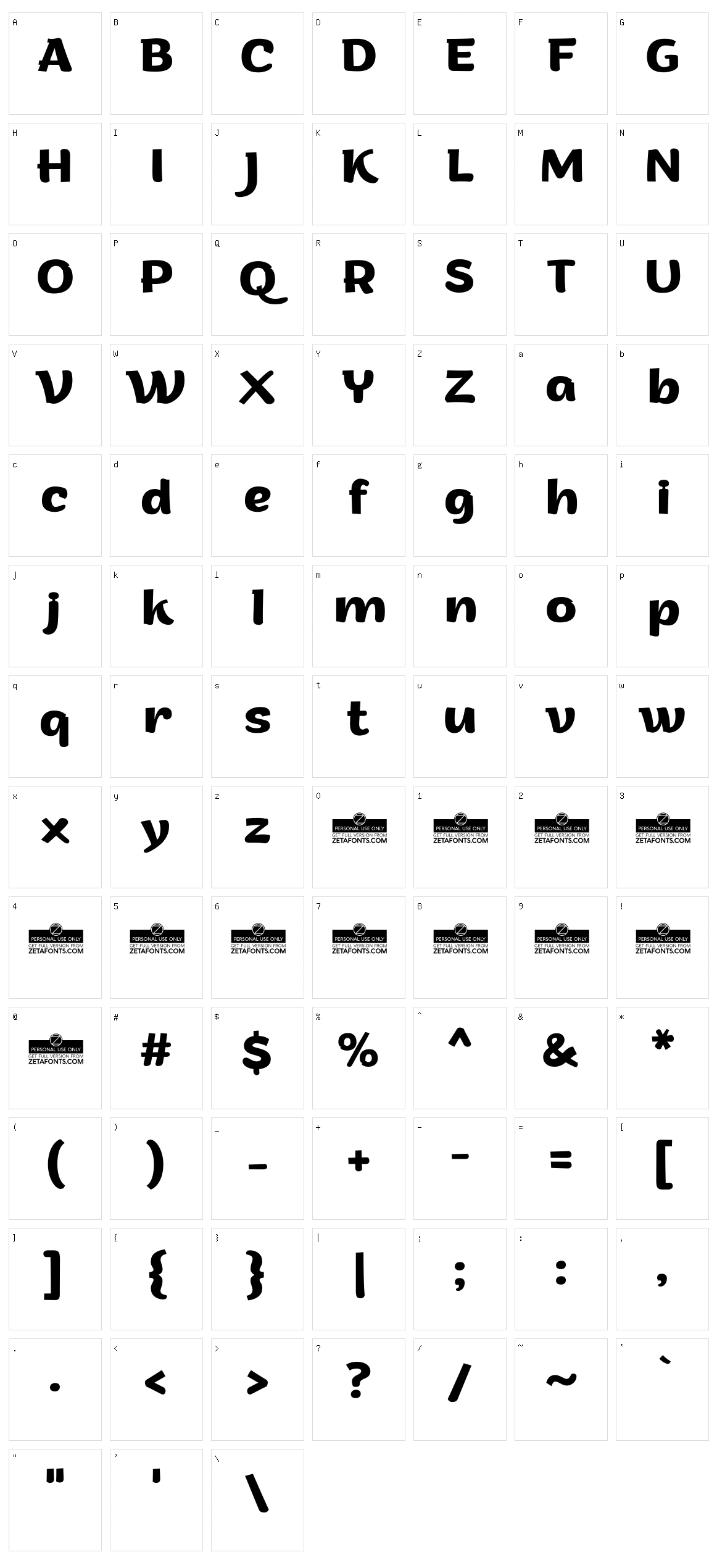Arturo Character Set