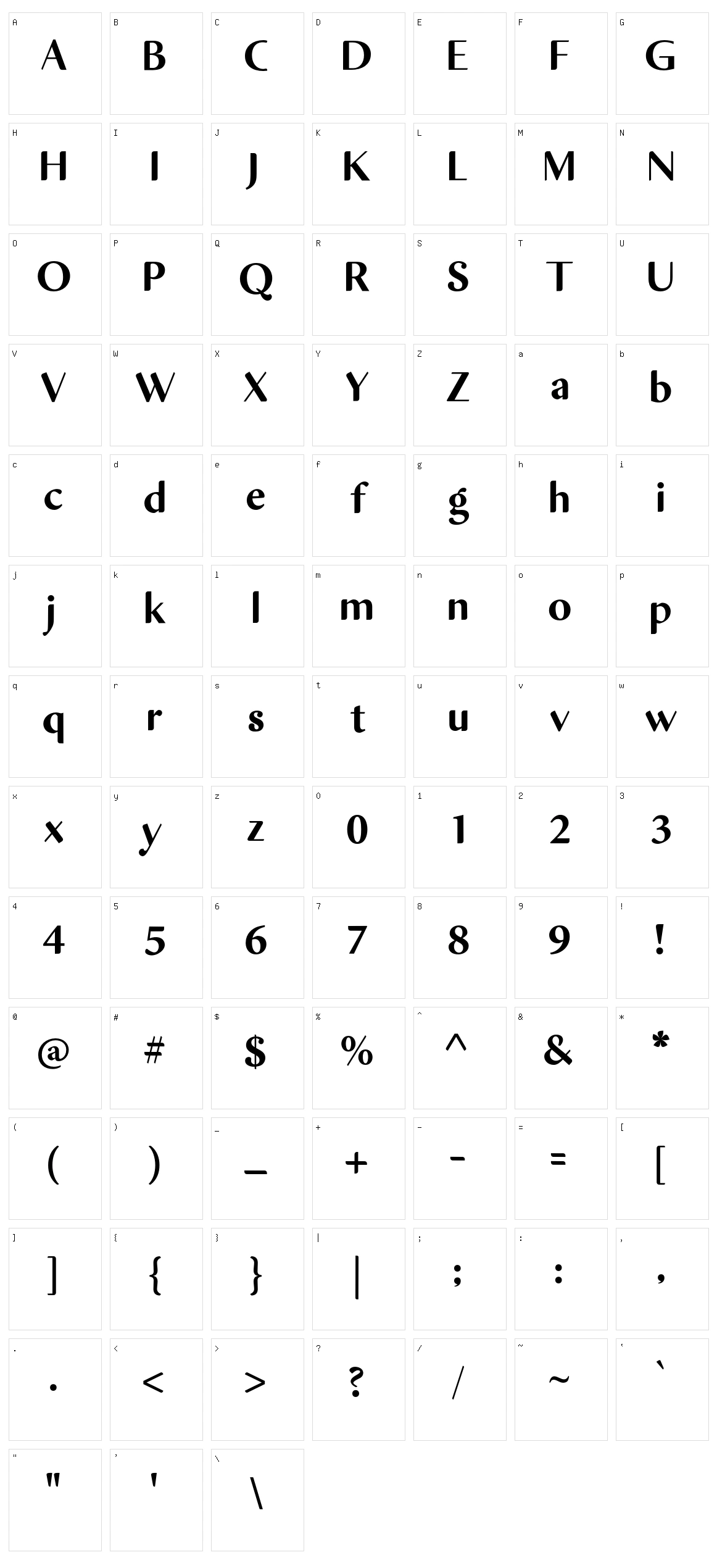 Asdaen Character Set