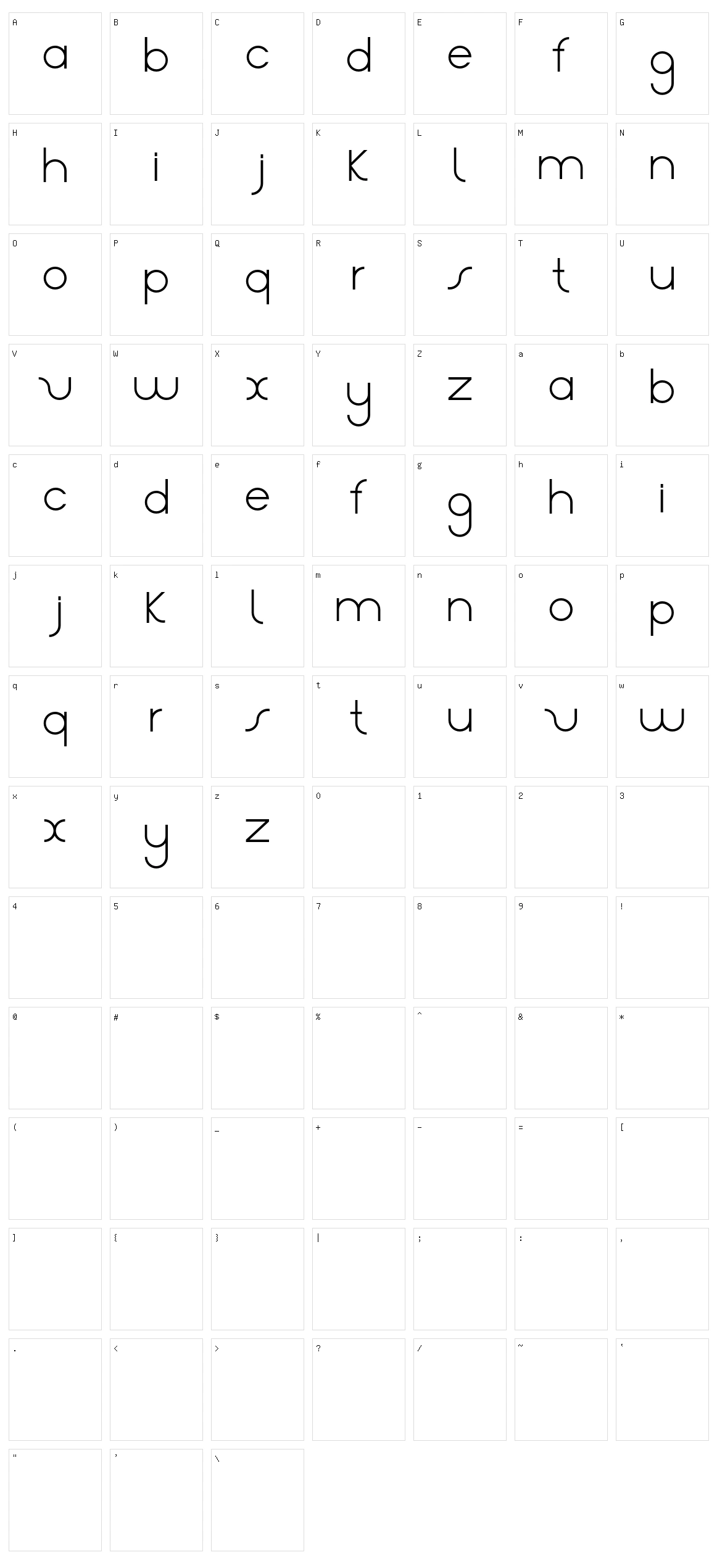Aster Character Set