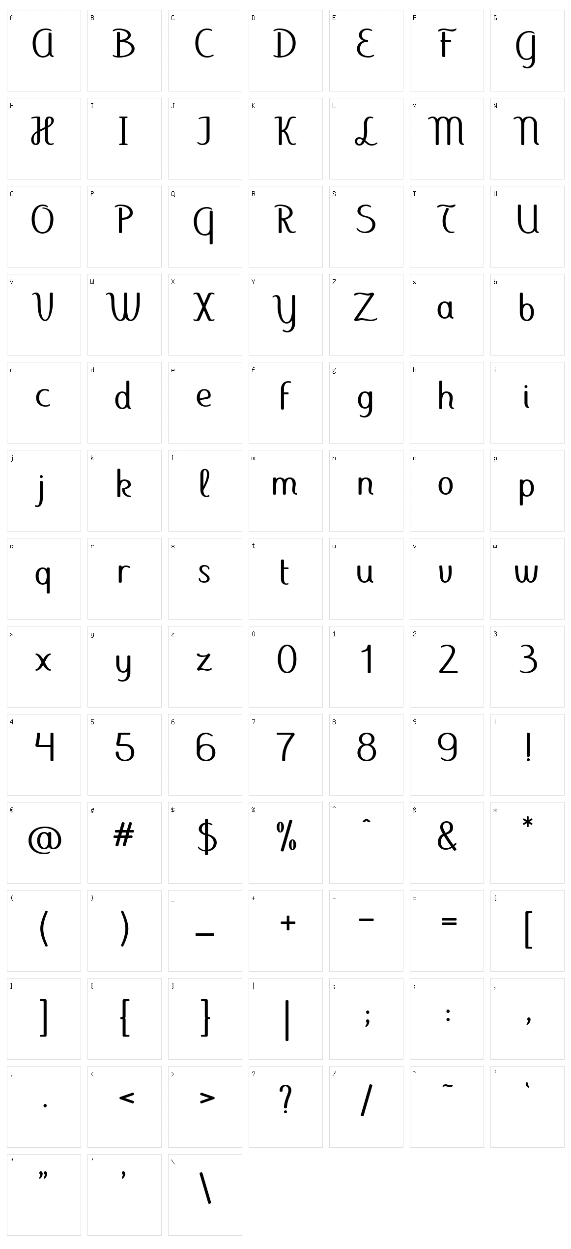 Aubade Character Set