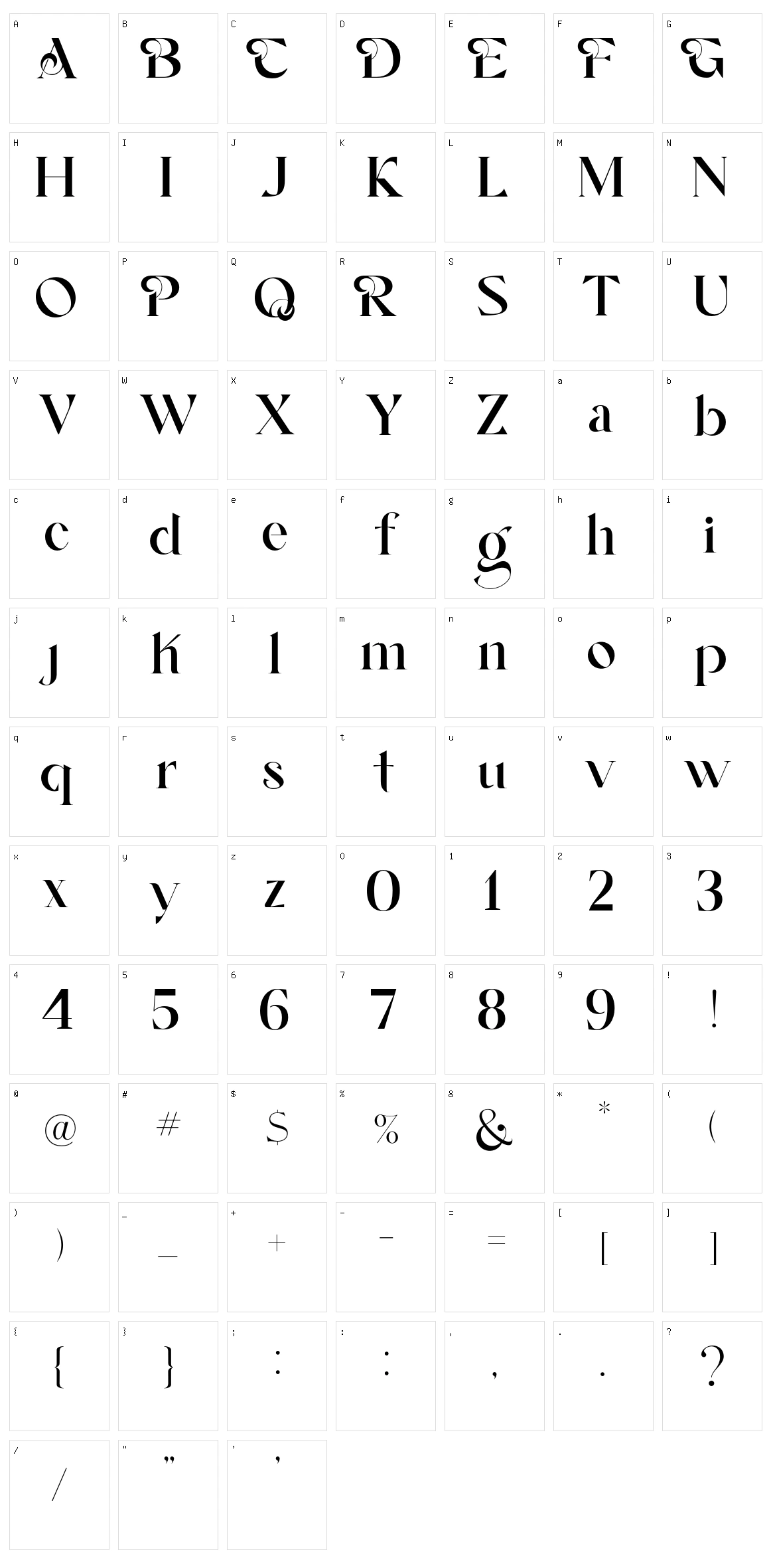 Avgaf Character Set
