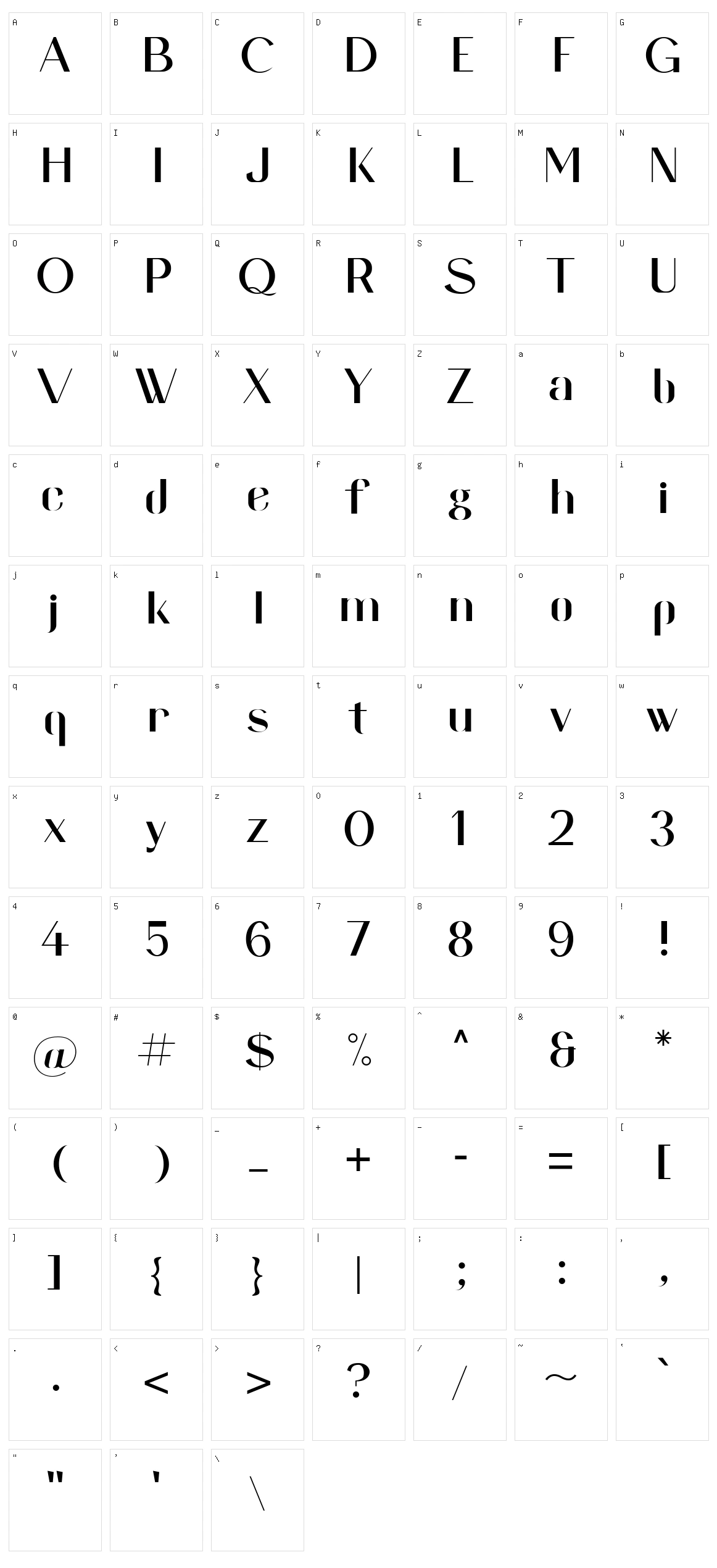Bainai Character Set