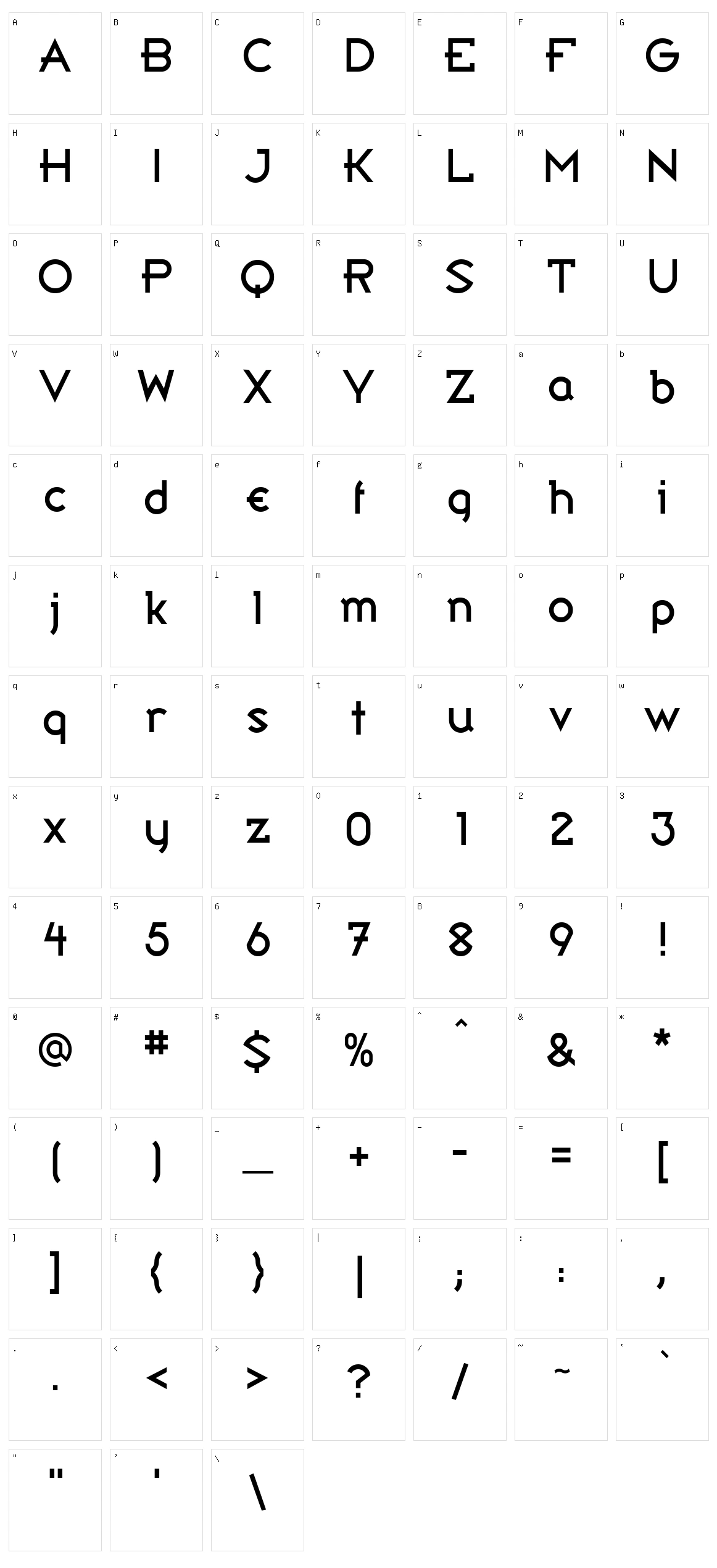 Bandy Character Set