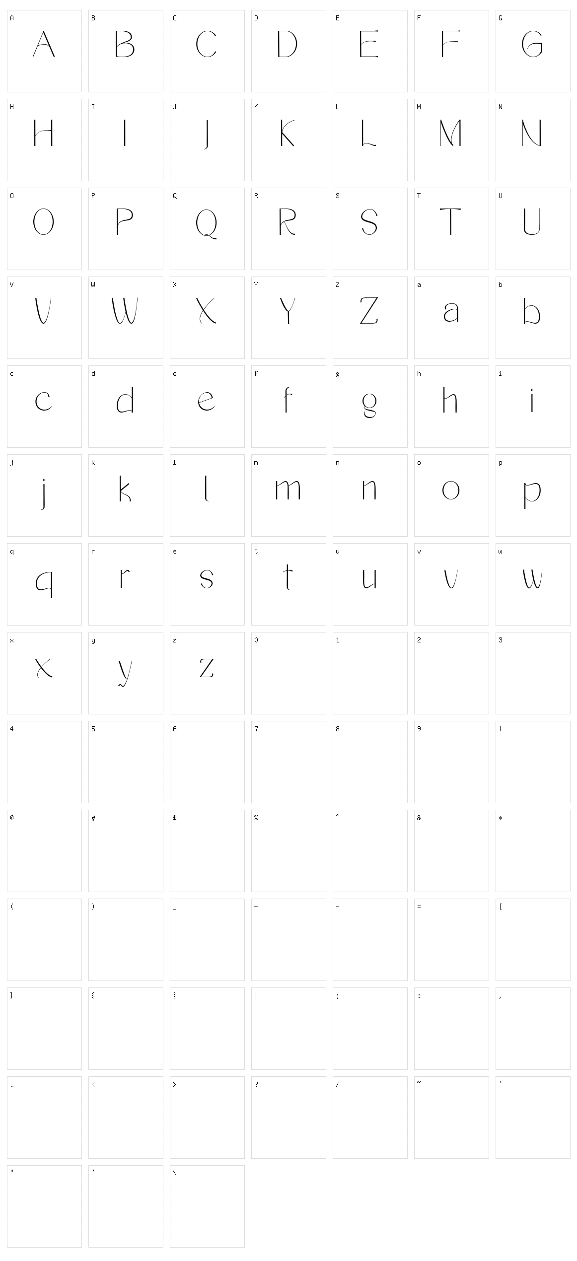 Bangfel Character Set