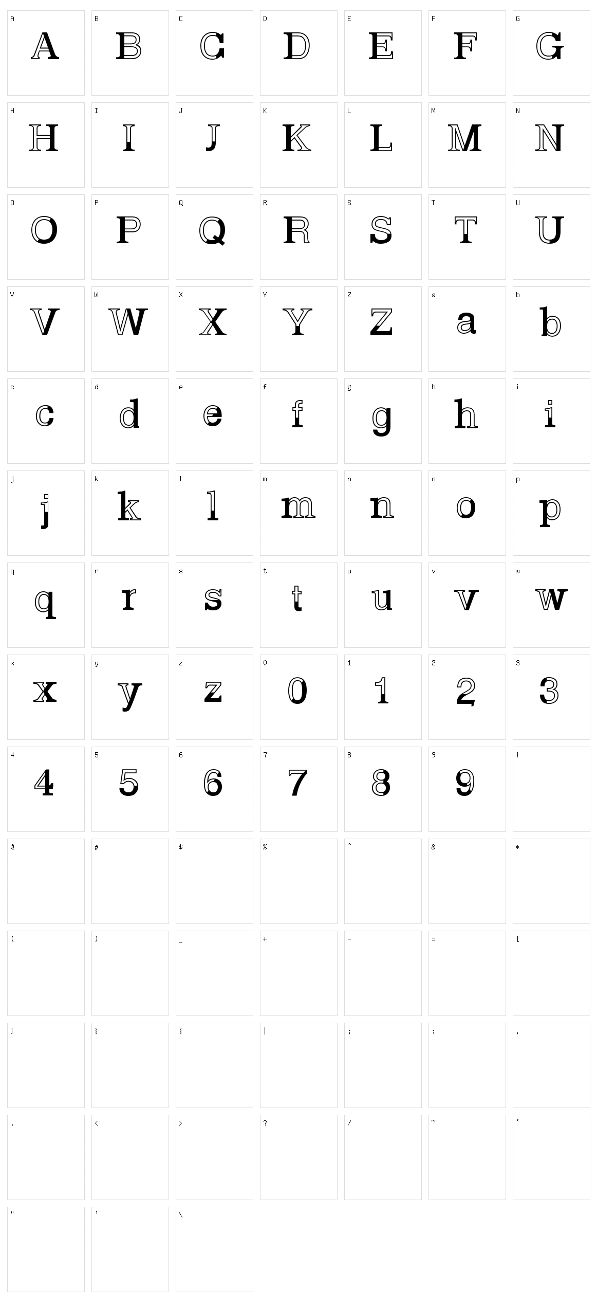 Basvetica Character Set