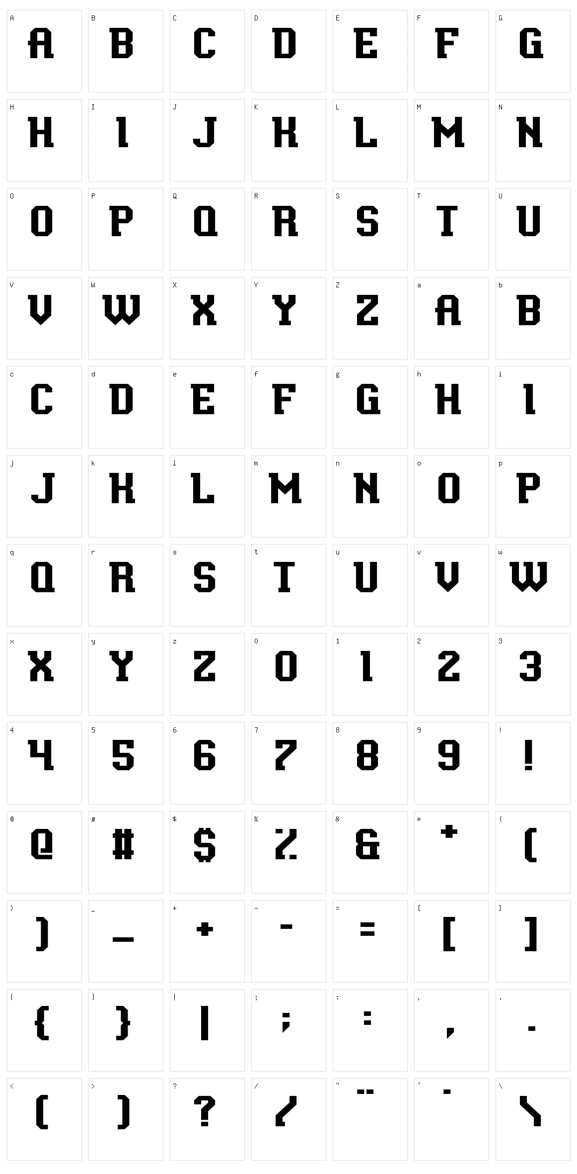 Baxter's Slab Character Set