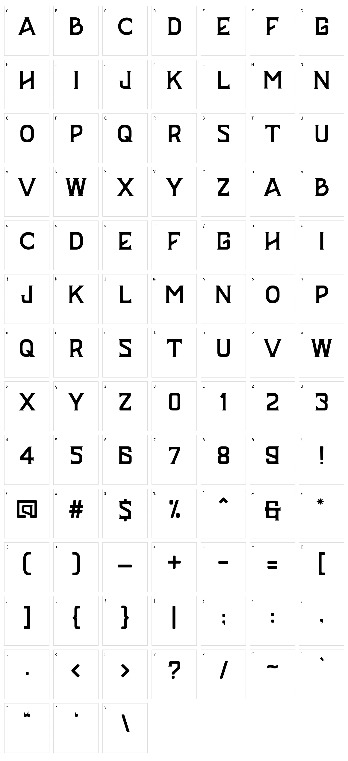 Bazerd Character Set