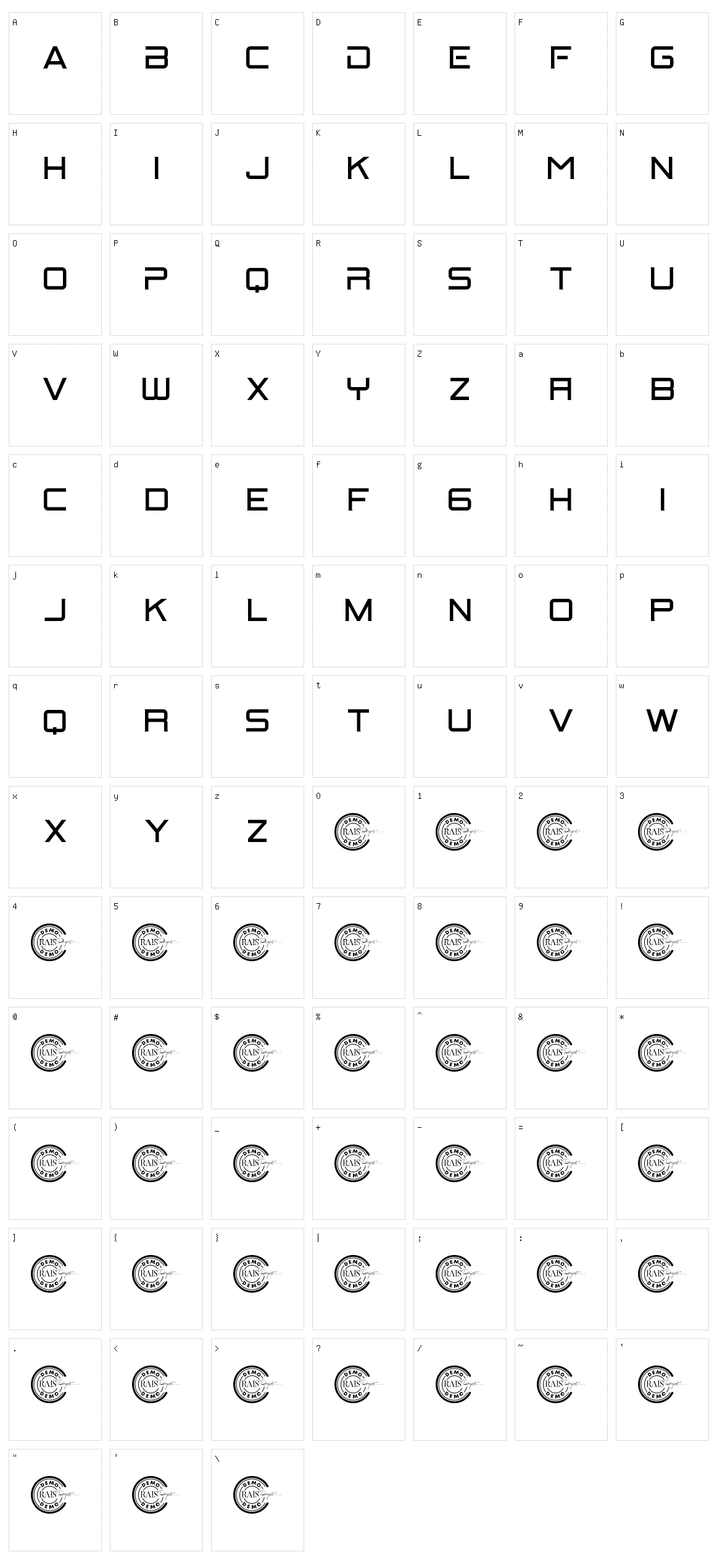 Bitrate Character Set