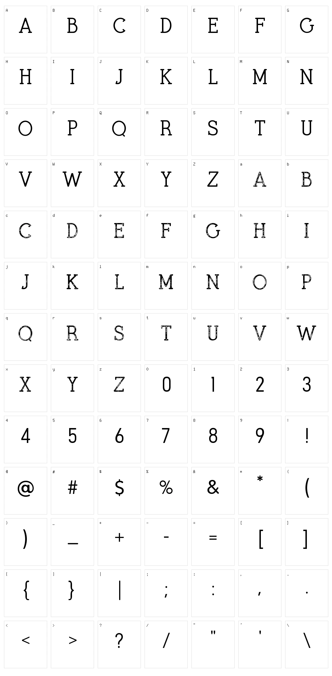Blackthorn Script Typeface Character Set