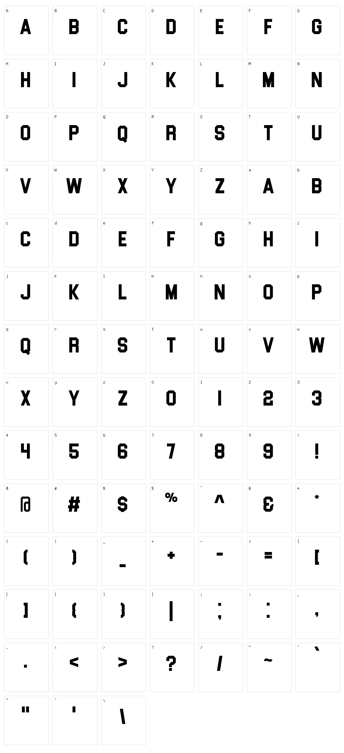 Blockletter Character Set