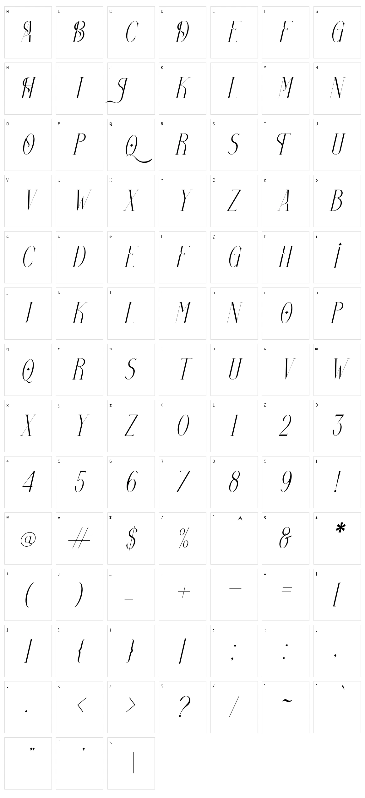 Bolinger Character Set