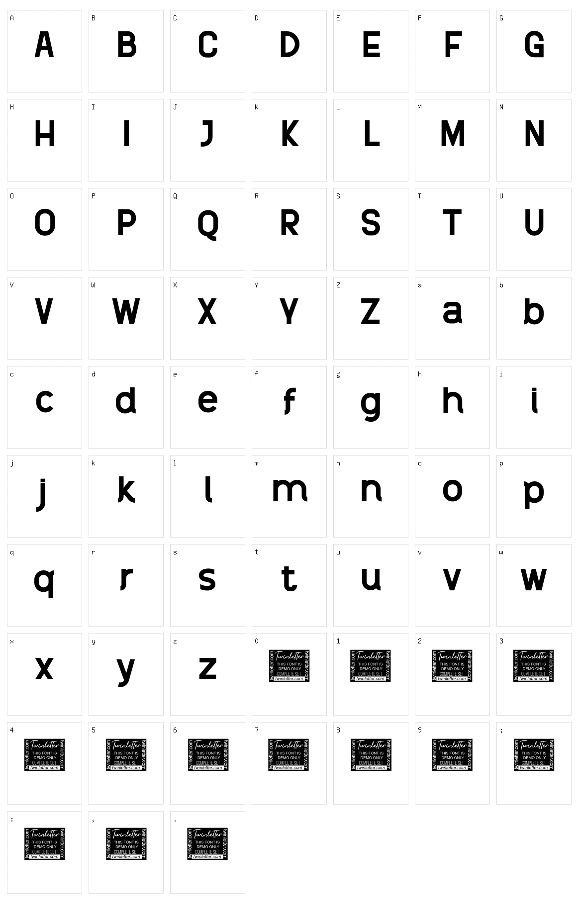 Brifa Character Set