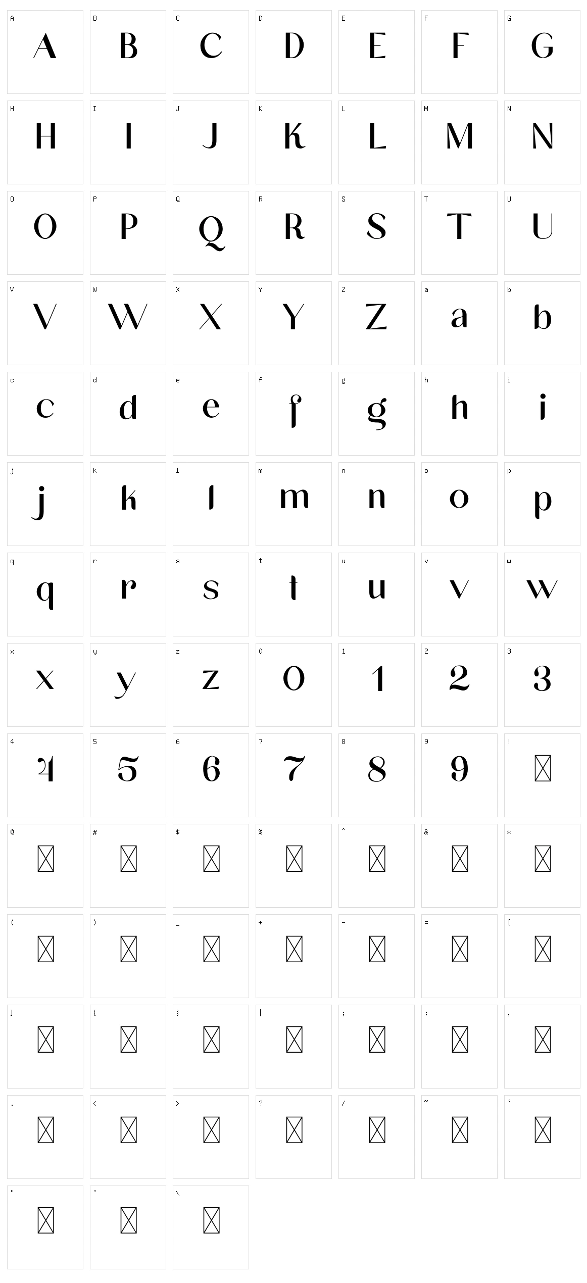 Brogi Character Set