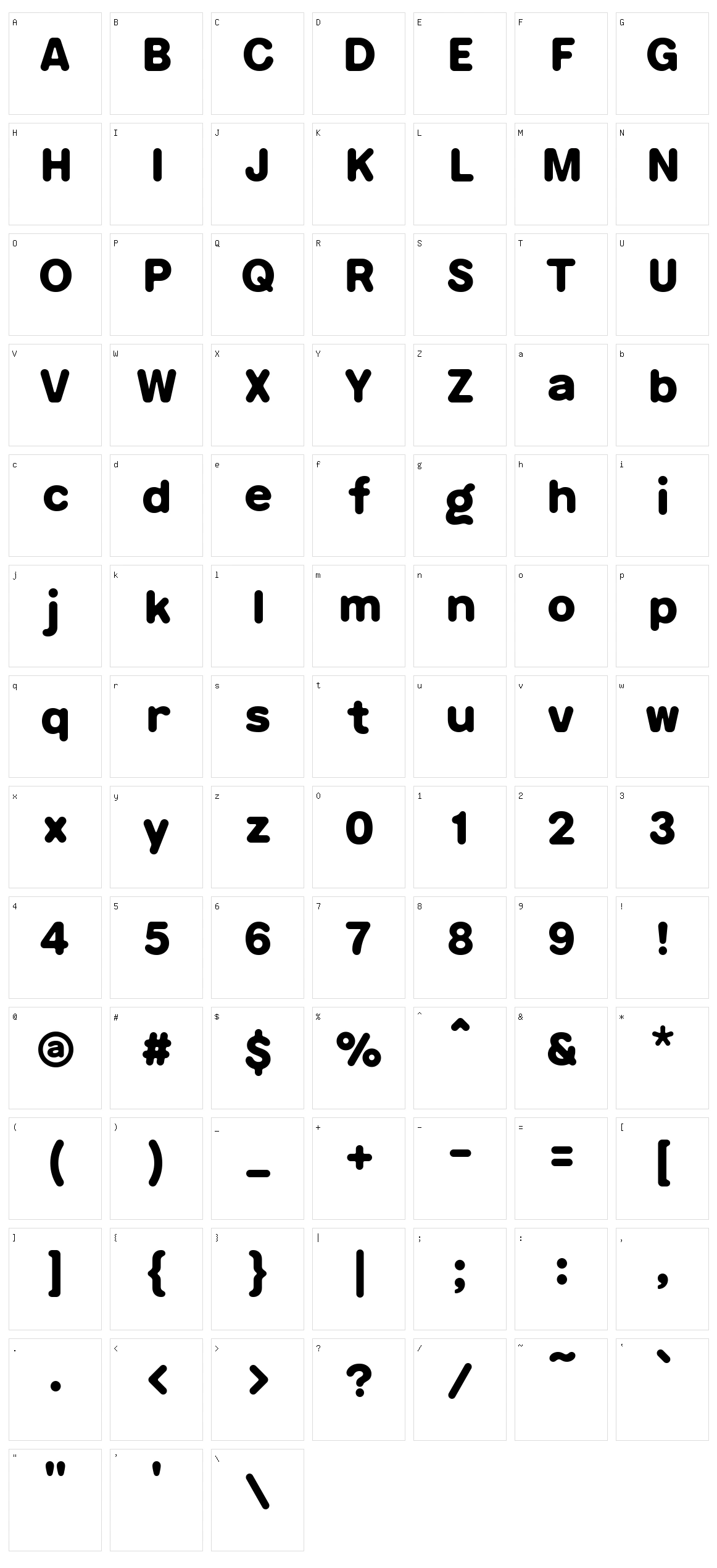 Caoutchouc Character Set
