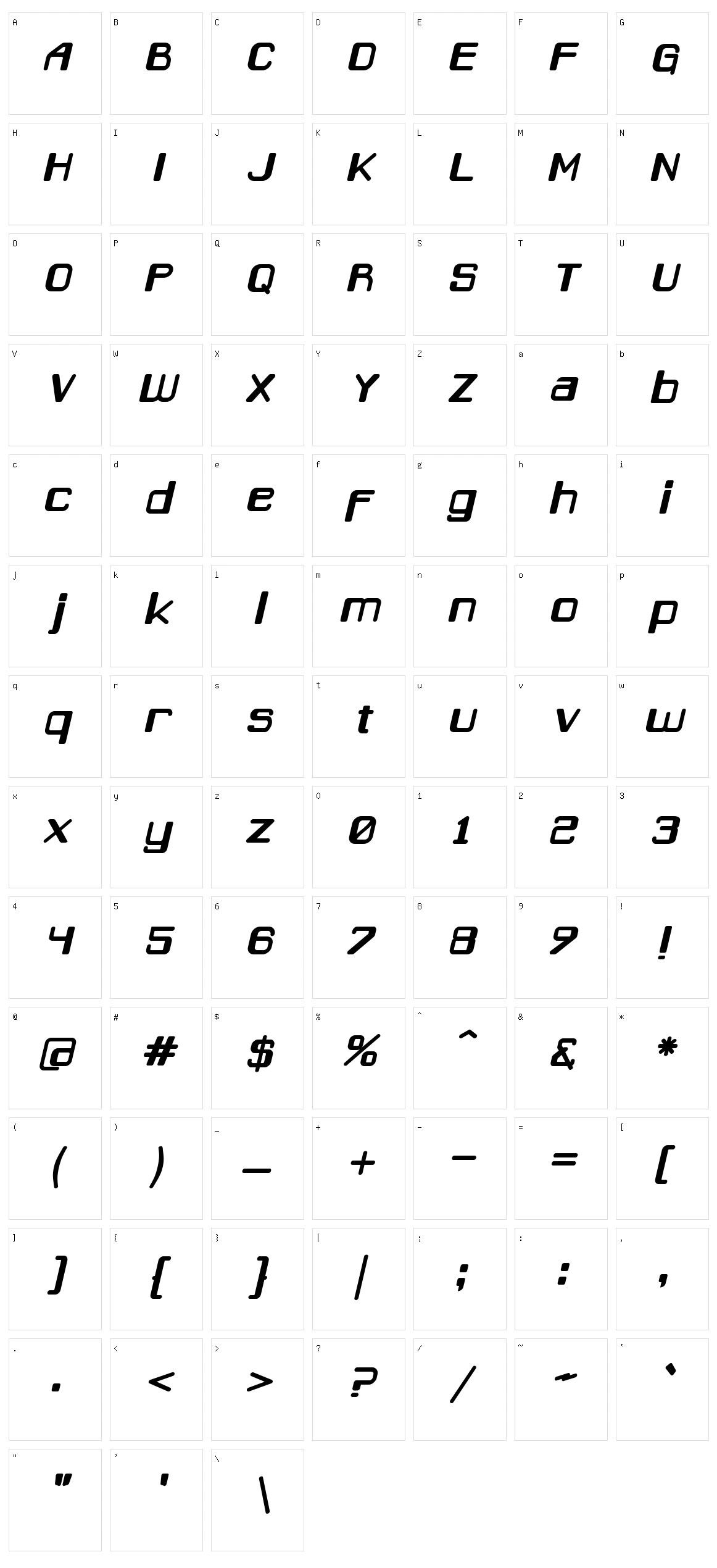 Caracas Character Set