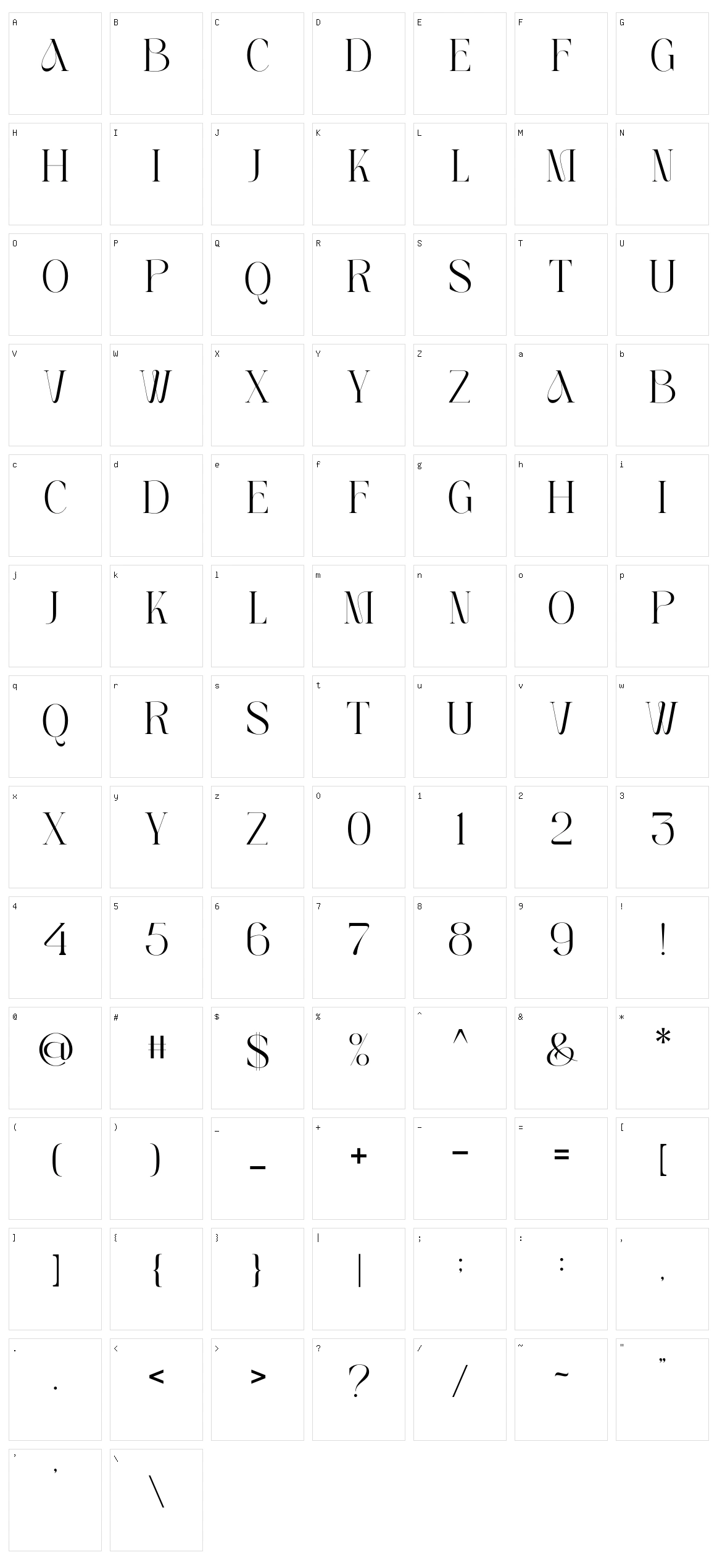 Carmela Character Set