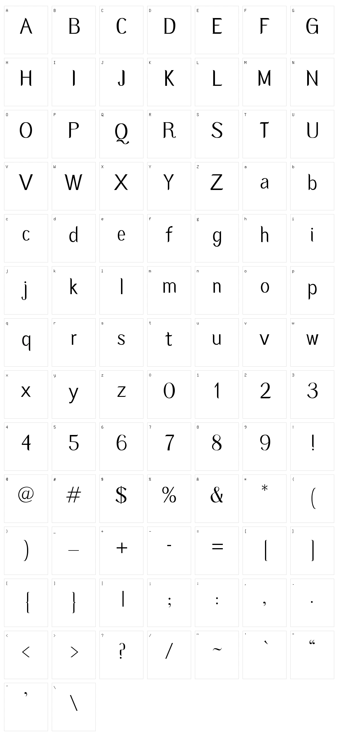Castamere Sans Character Set
