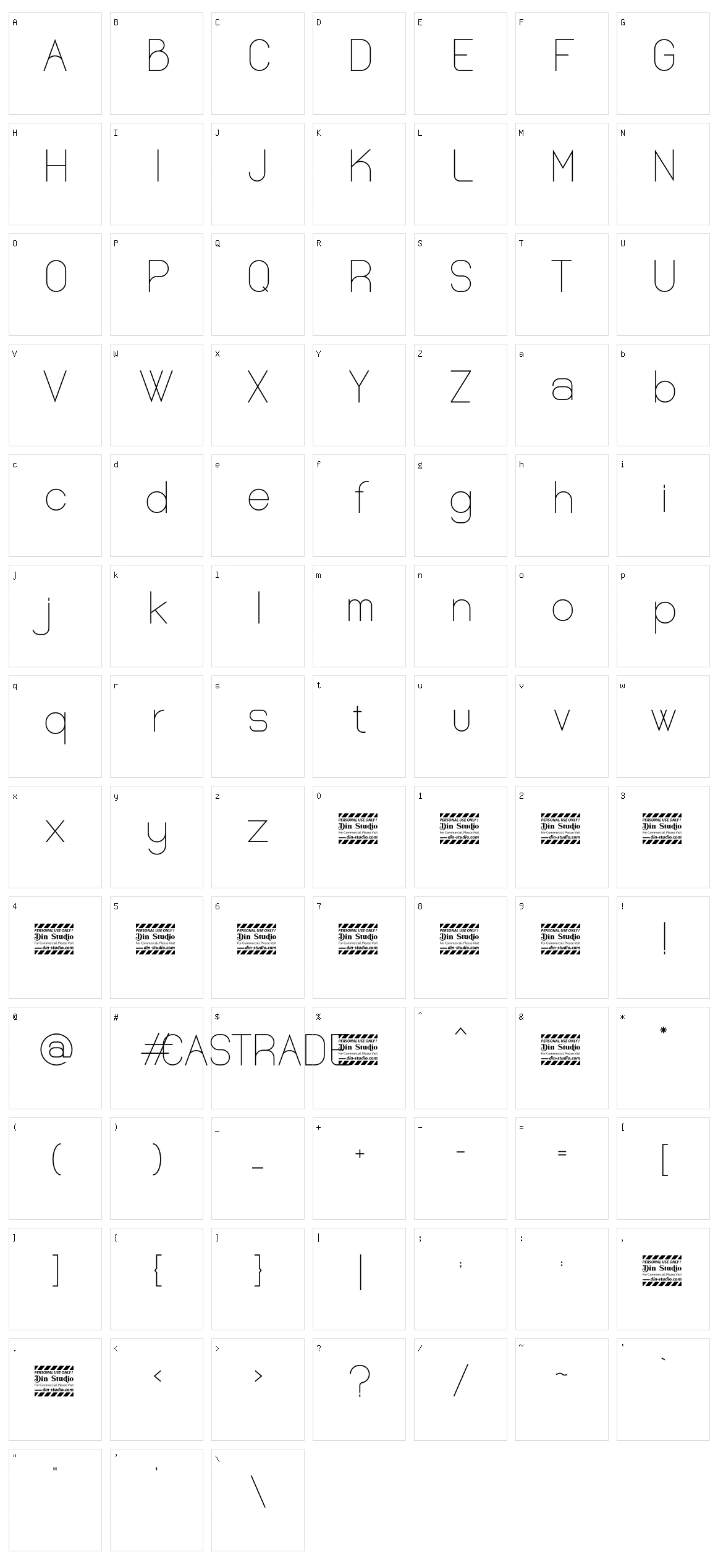 Castrade Character Set