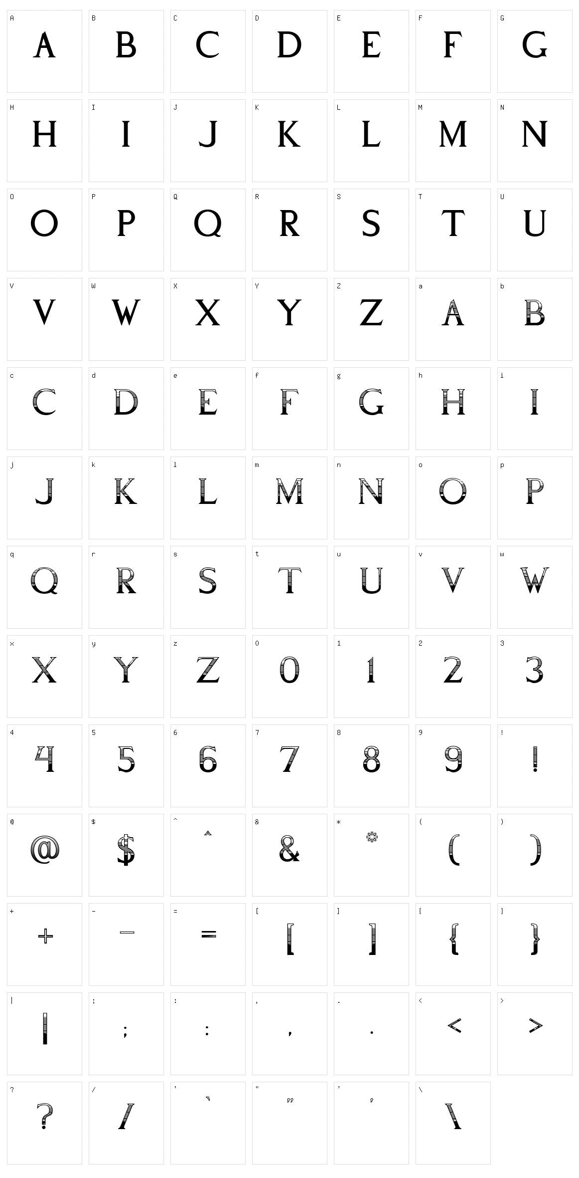 Claroscuro Character Set