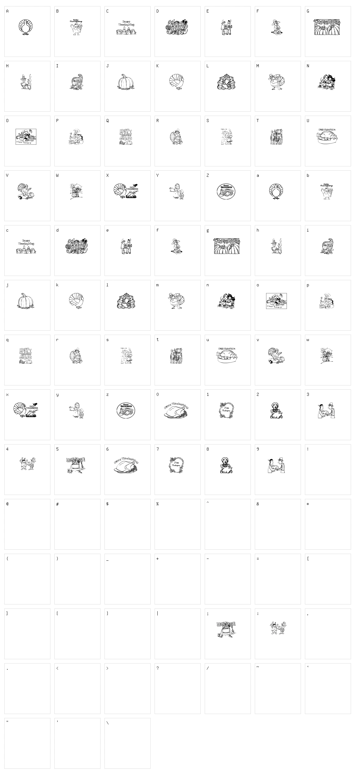 Thanksgiving Day Character Set