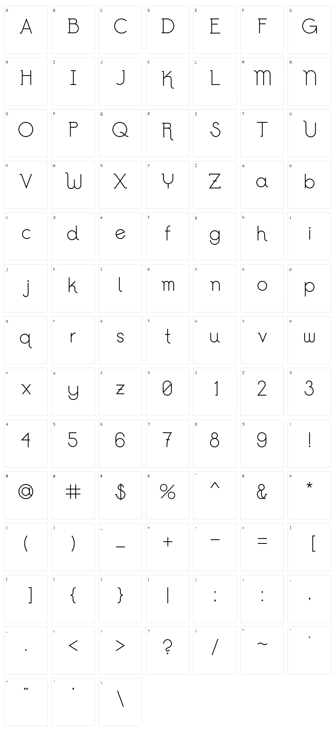 Colorless Character Set