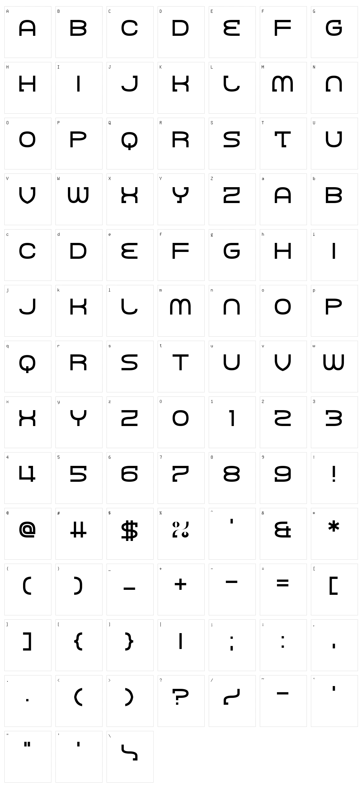 Comahawk Character Set