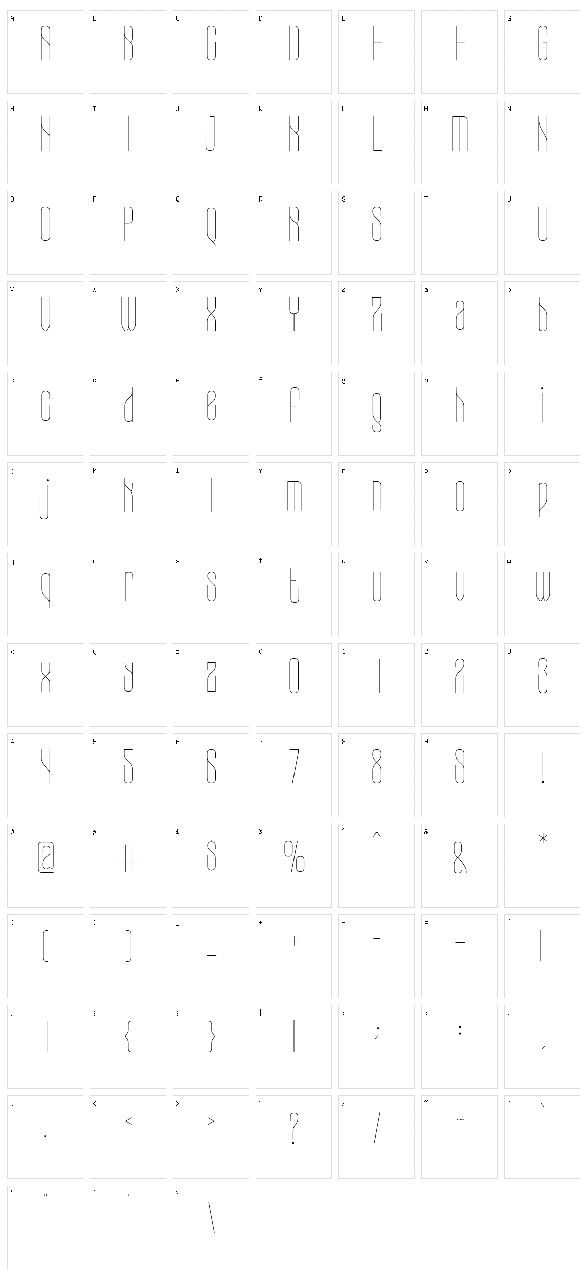 Conical Condensed Character Set