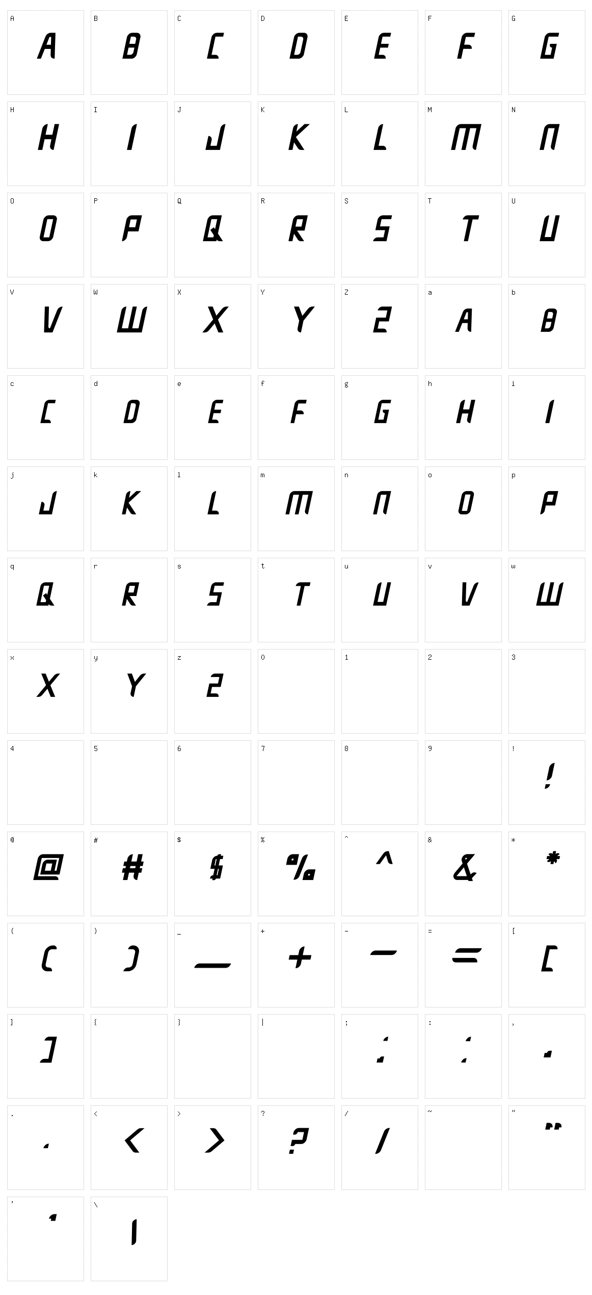 Crushnot Character Set