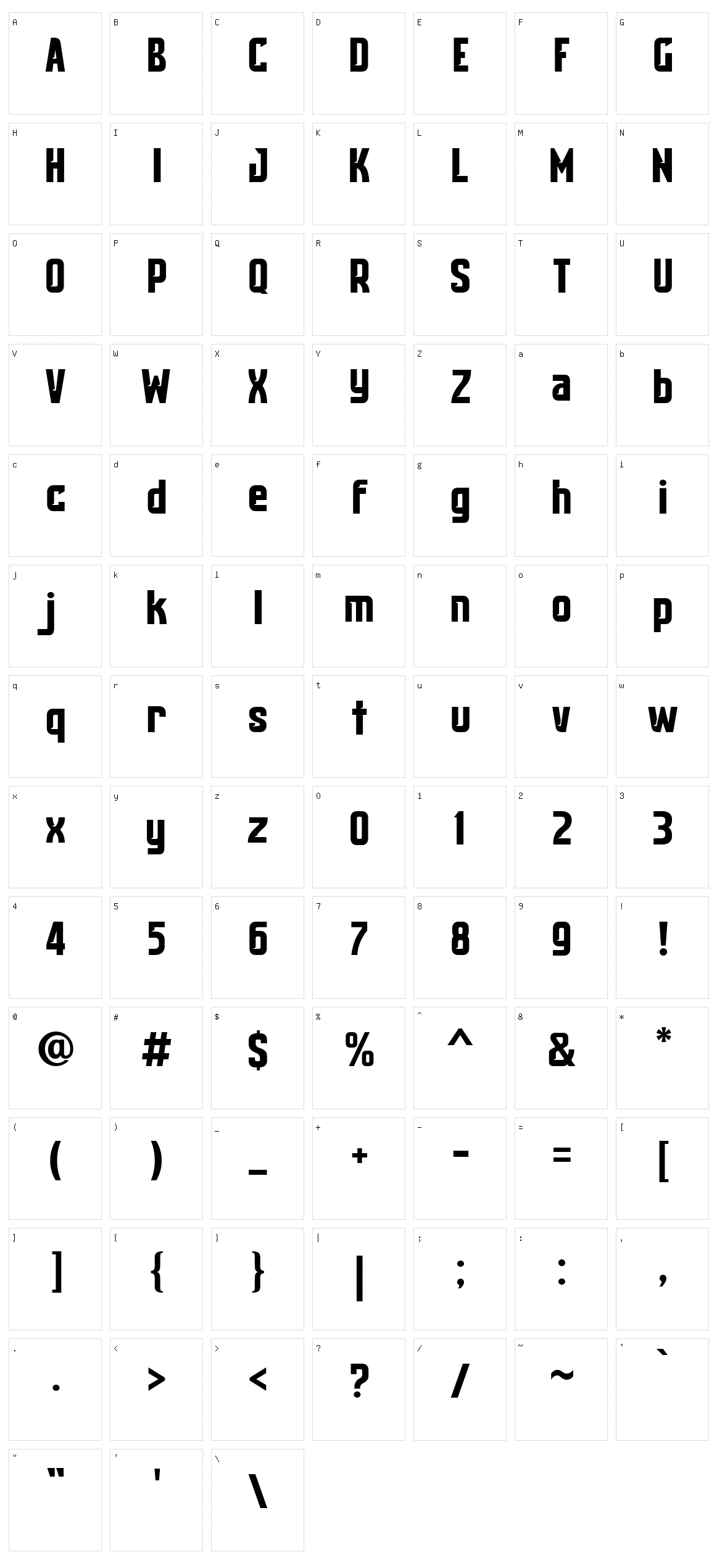 Cubadak Character Set