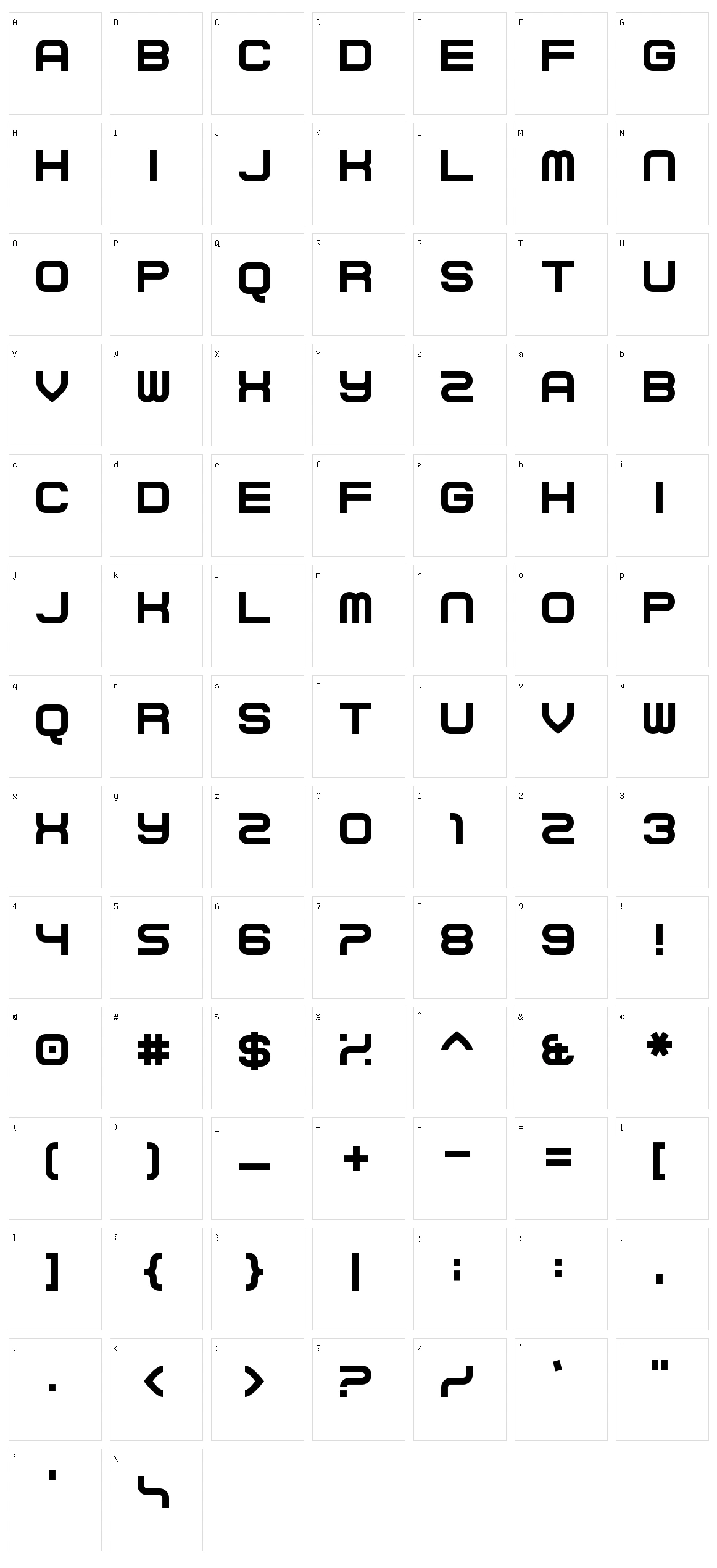 Curvert Character Set