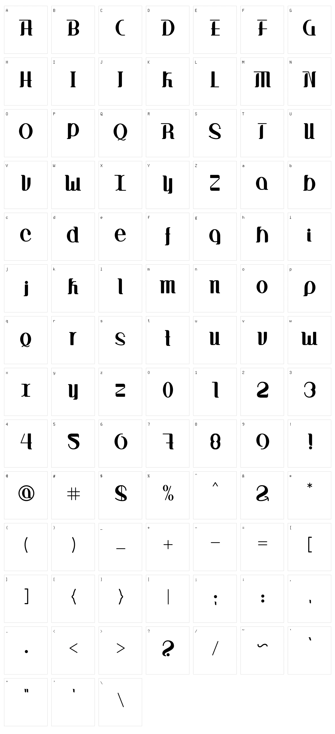 Difique Menre Character Set