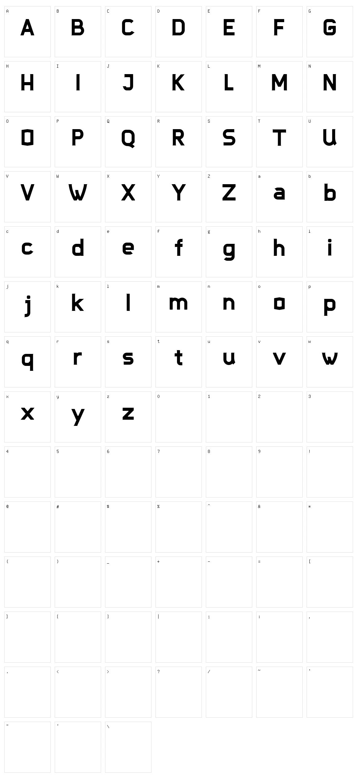 Djavaloca Character Set