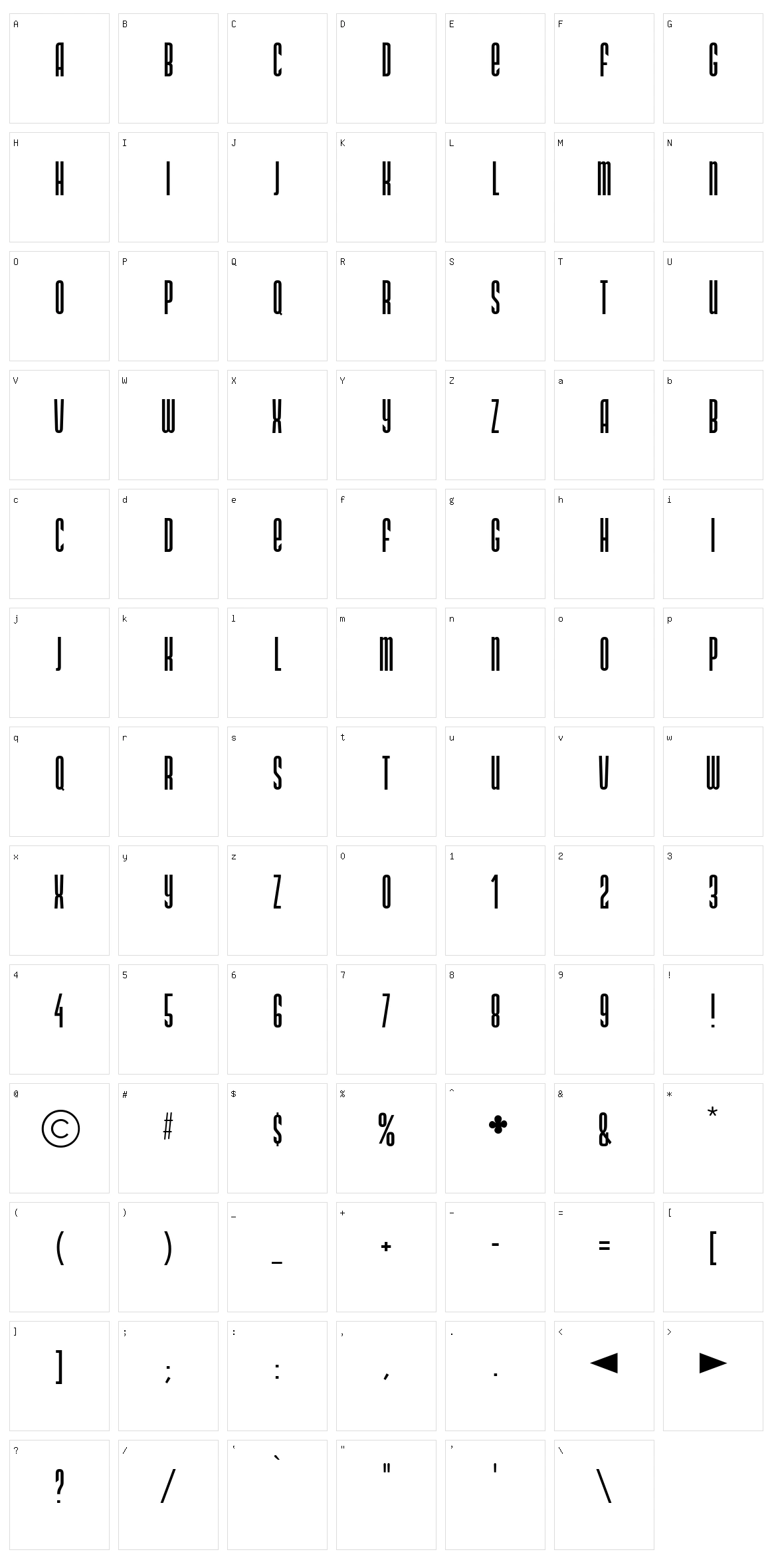 DS Narrow Character Set