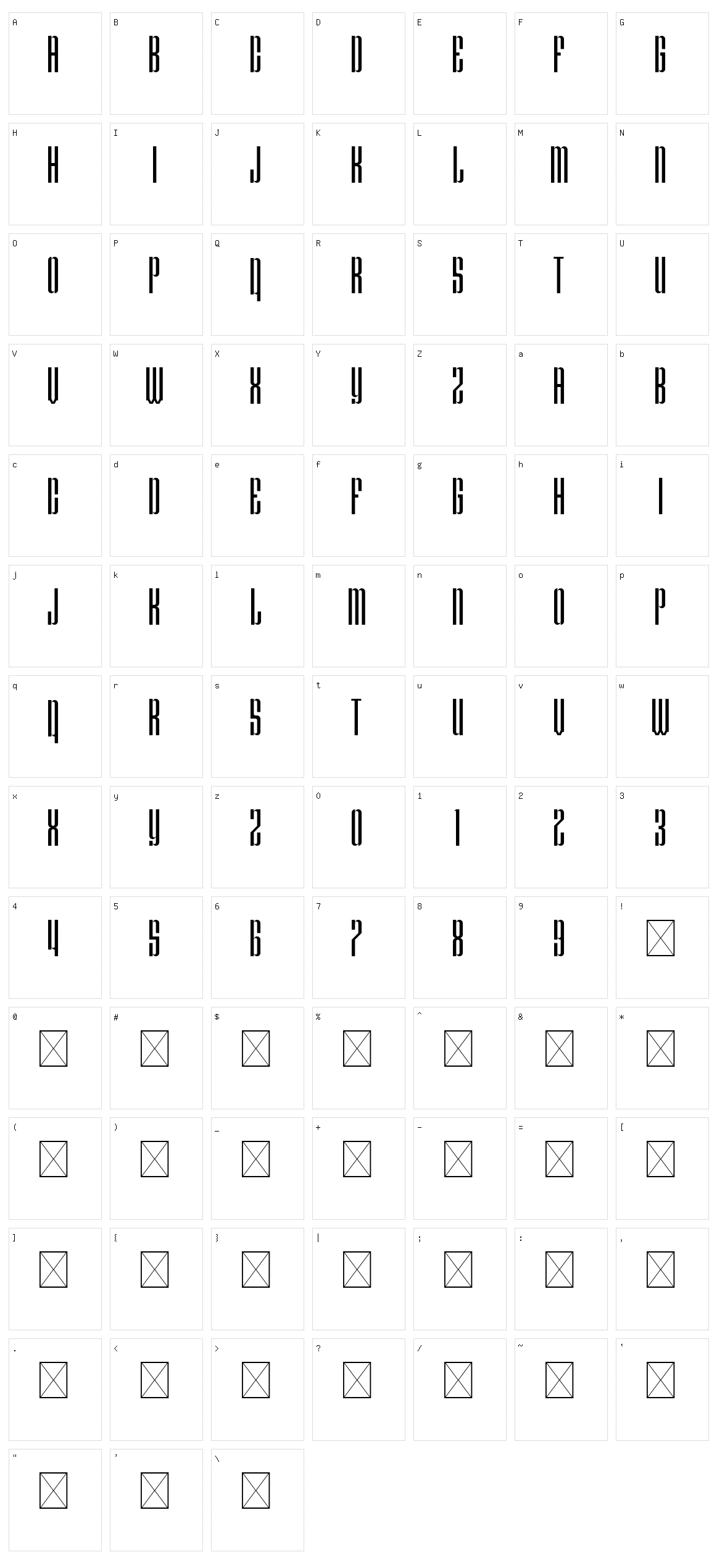 Eighty Nine 75020 Character Set
