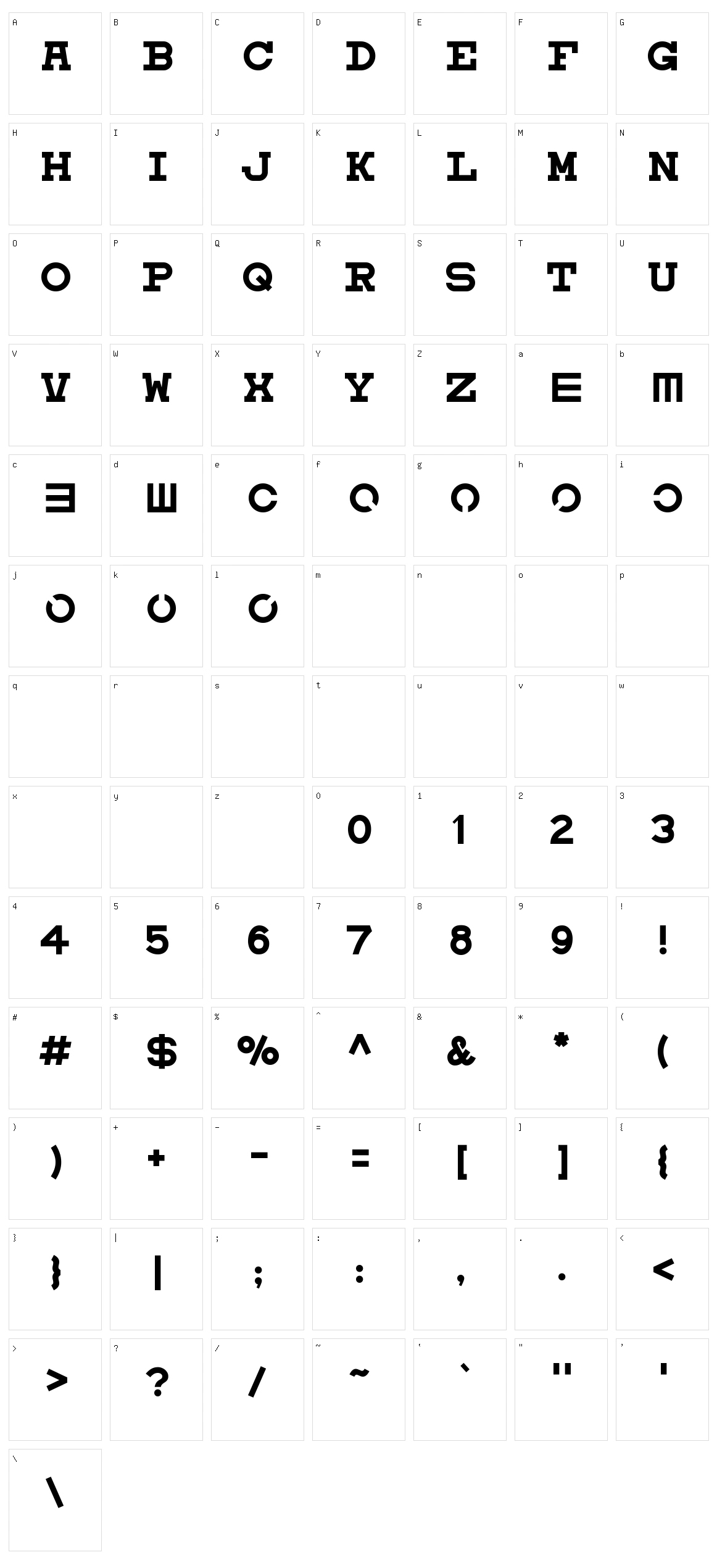 Eyechart Character Set