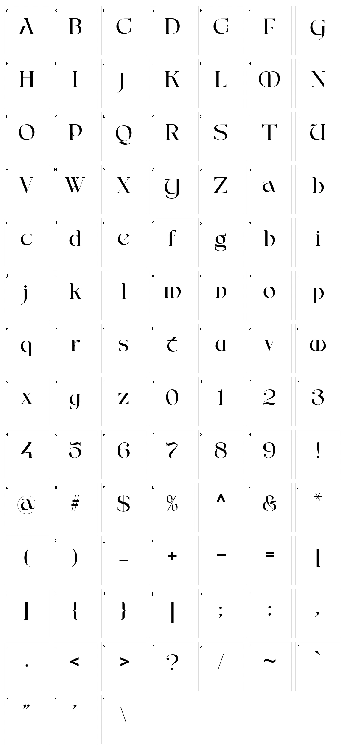 Falheiz Character Set