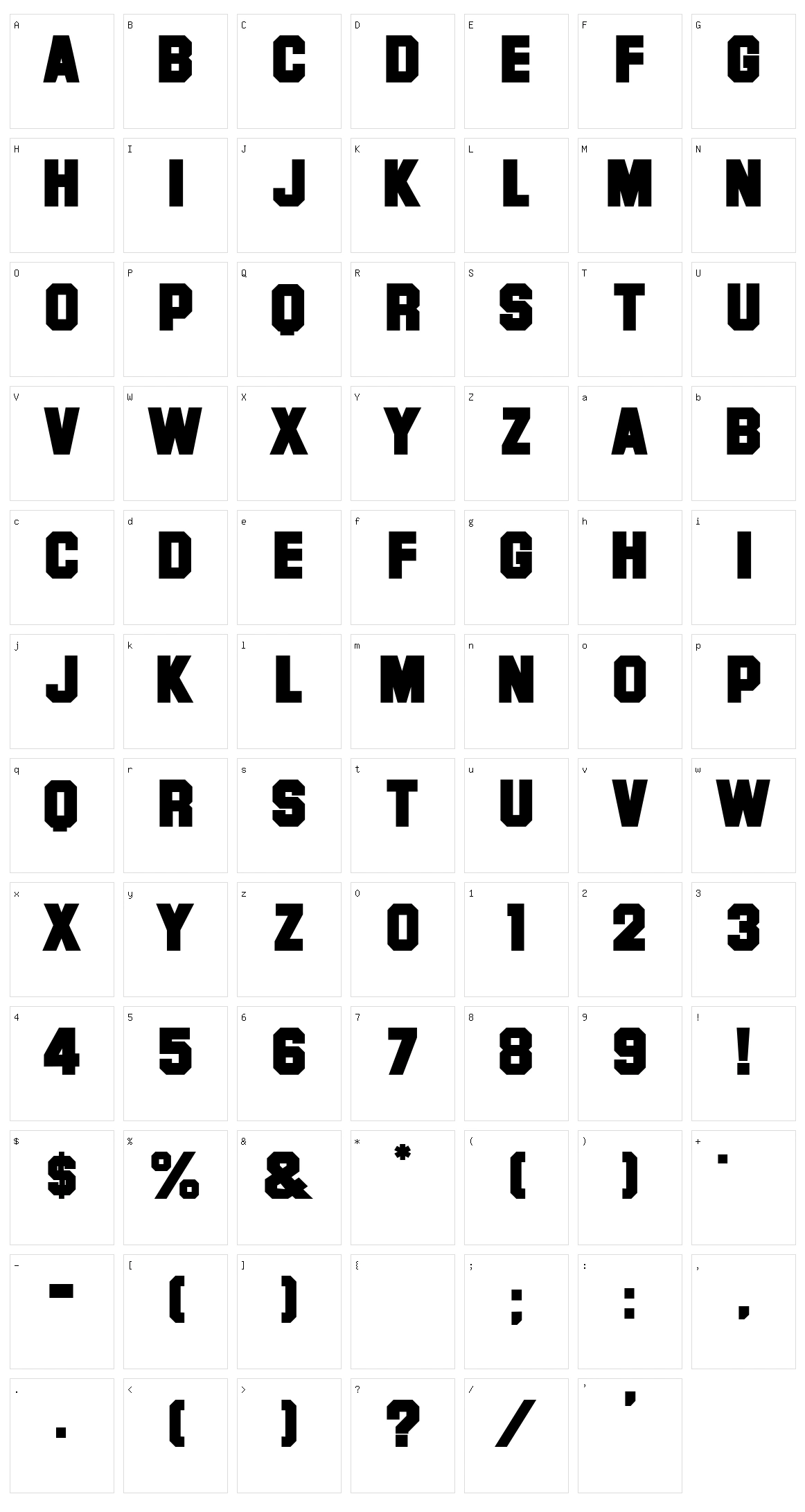 Font Character Set