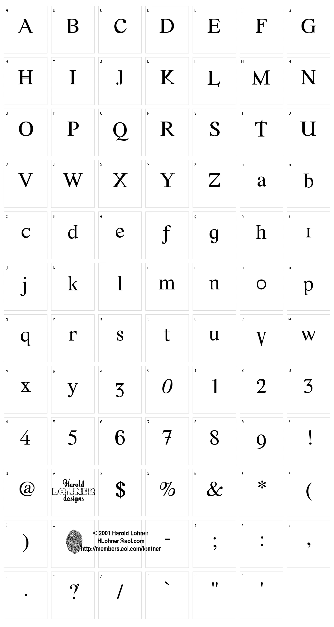 Font Error Character Set