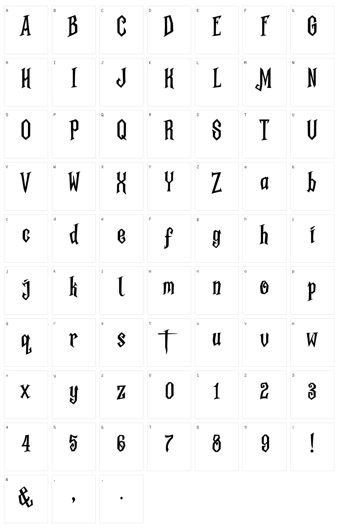 Midnight Minutes Character Set