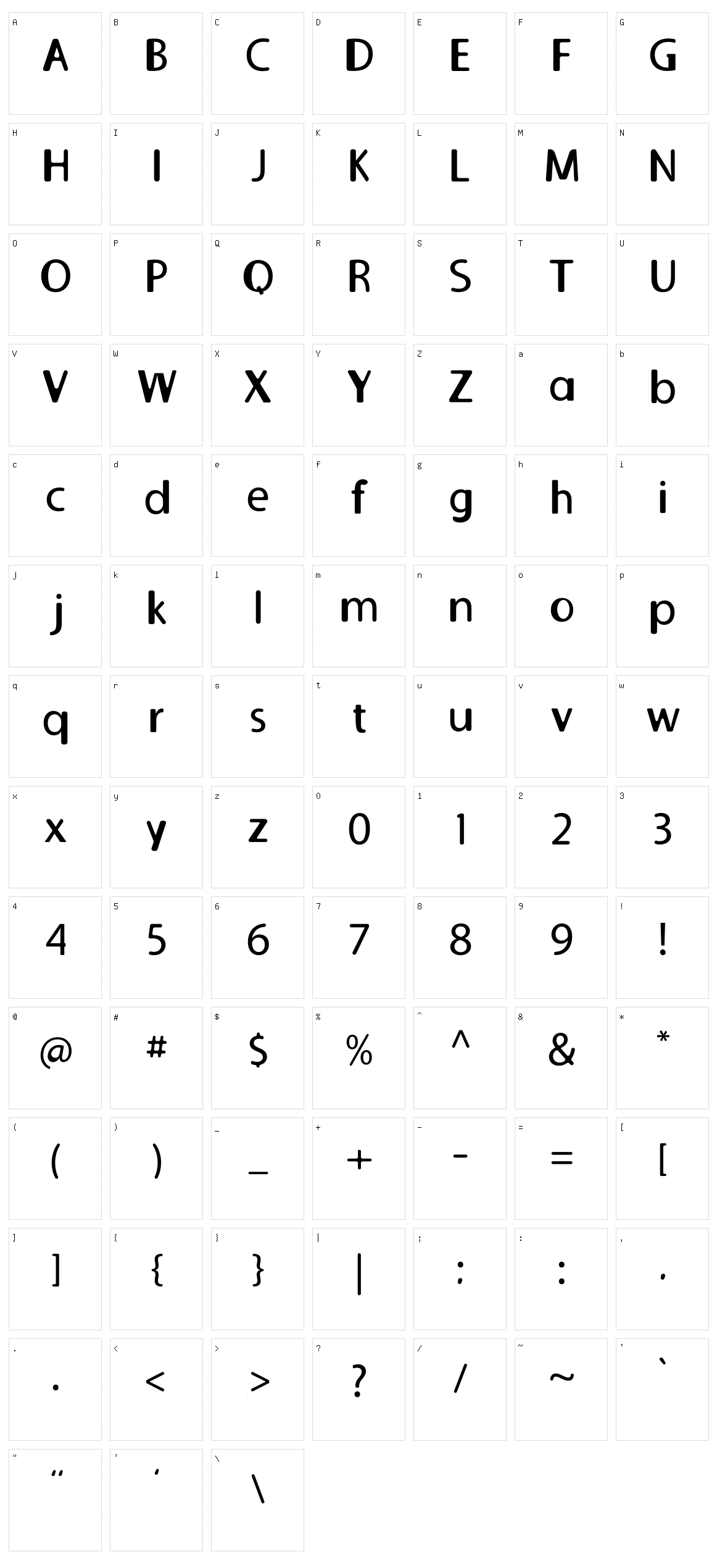 Galileo Serif Character Set