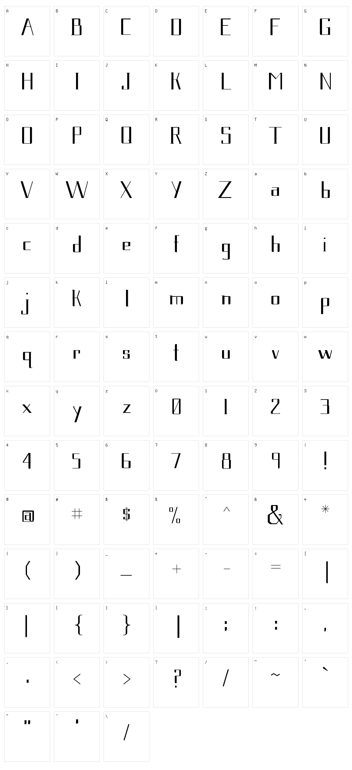 Gavetica Character Set