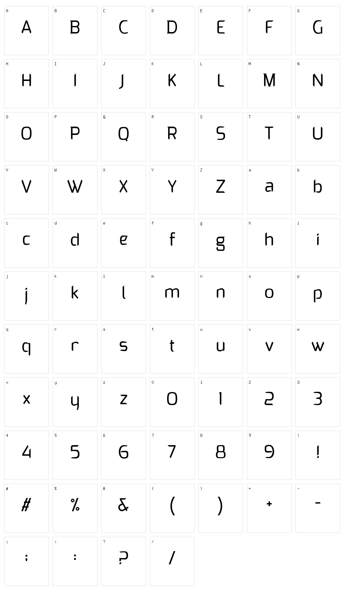 Giovindo Character Set