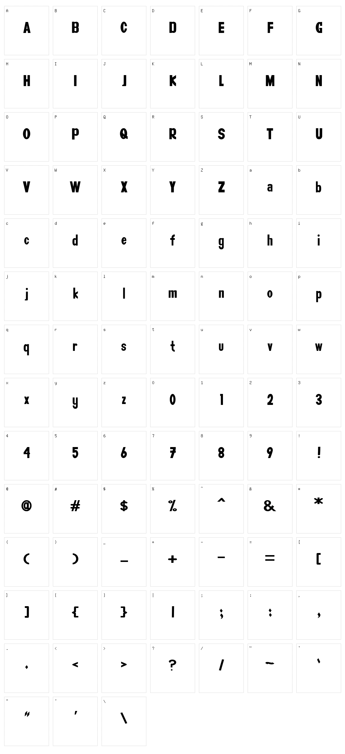 Glishey Character Set